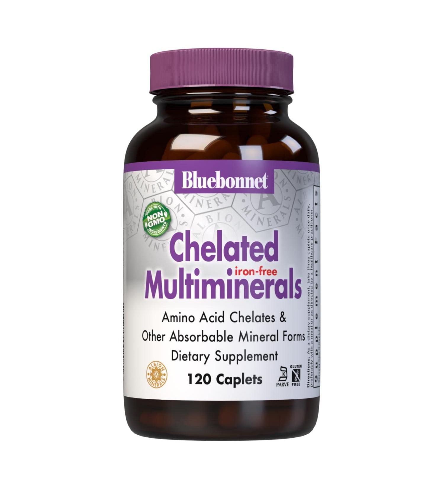 Bluebonnet Nutrition Chelated Multiminerals Iron-Free - 120 Caplets | Essential Mineral Support - Buy Online on GoSupps.com