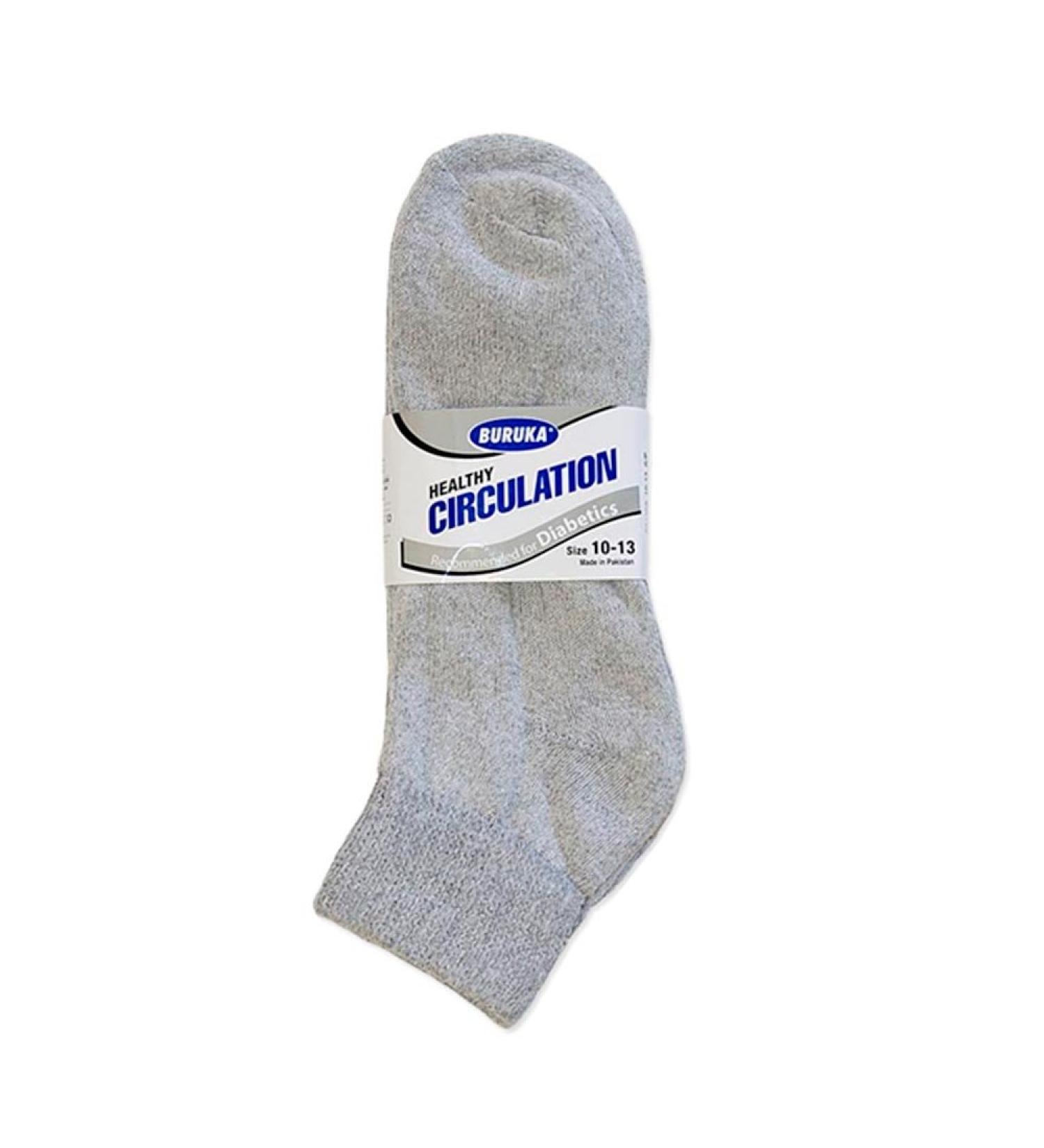 ATB 12 Pairs Diabetic Crew Socks - Health Cotton, Loose Fit Top (Grey) - Buy Online on GoSupps.com