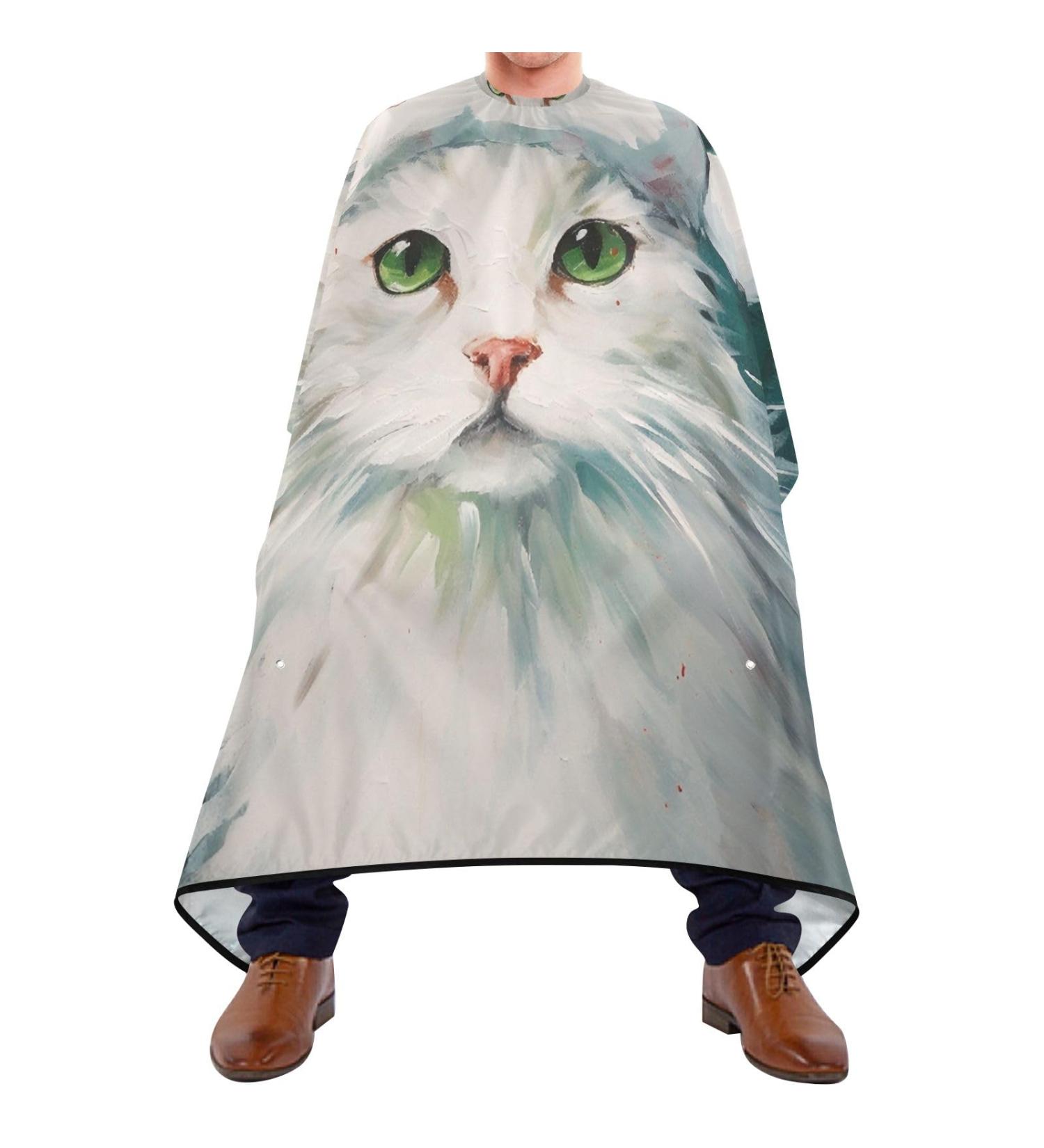 Waterproof Barber Cape - Christmas White Cat & Cheetah Haircut Bib for Men & Women | Unisex Hair Cutting Cape (8rp1a - Buy Online on GoSupps.com