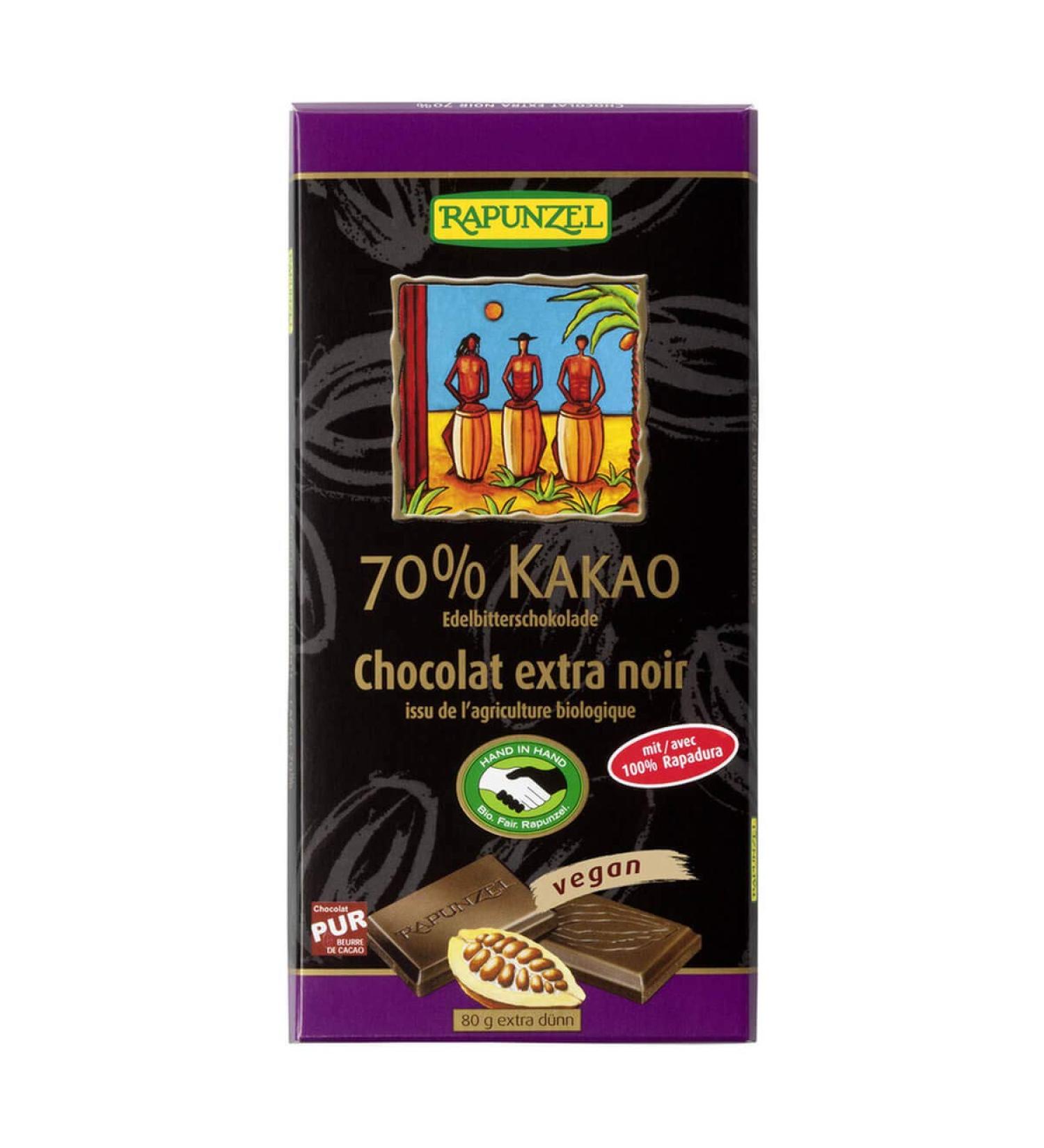 Rapunzel Naturkost Rapunzel - Dark Chocolate 70% Cocoa Rapadura HIH - 80g - Pack of 12