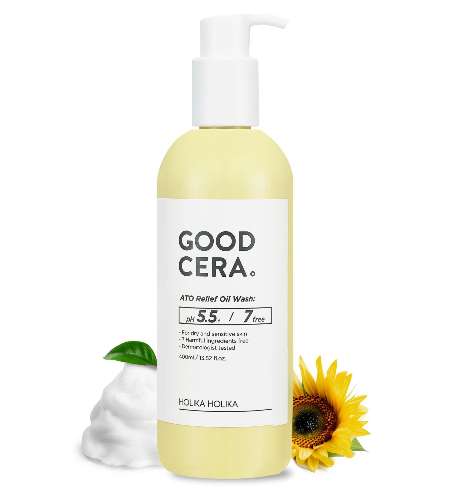 HOLIKA HOLIKA Good Cera ATO Relief Oil Wash | 5.41 fl oz Moisturizing Bath Oil & Body Wash with Fermented Ceramides | Hydrating Shower Gel for Sensitive Skin - Buy Online on GoSupps.com