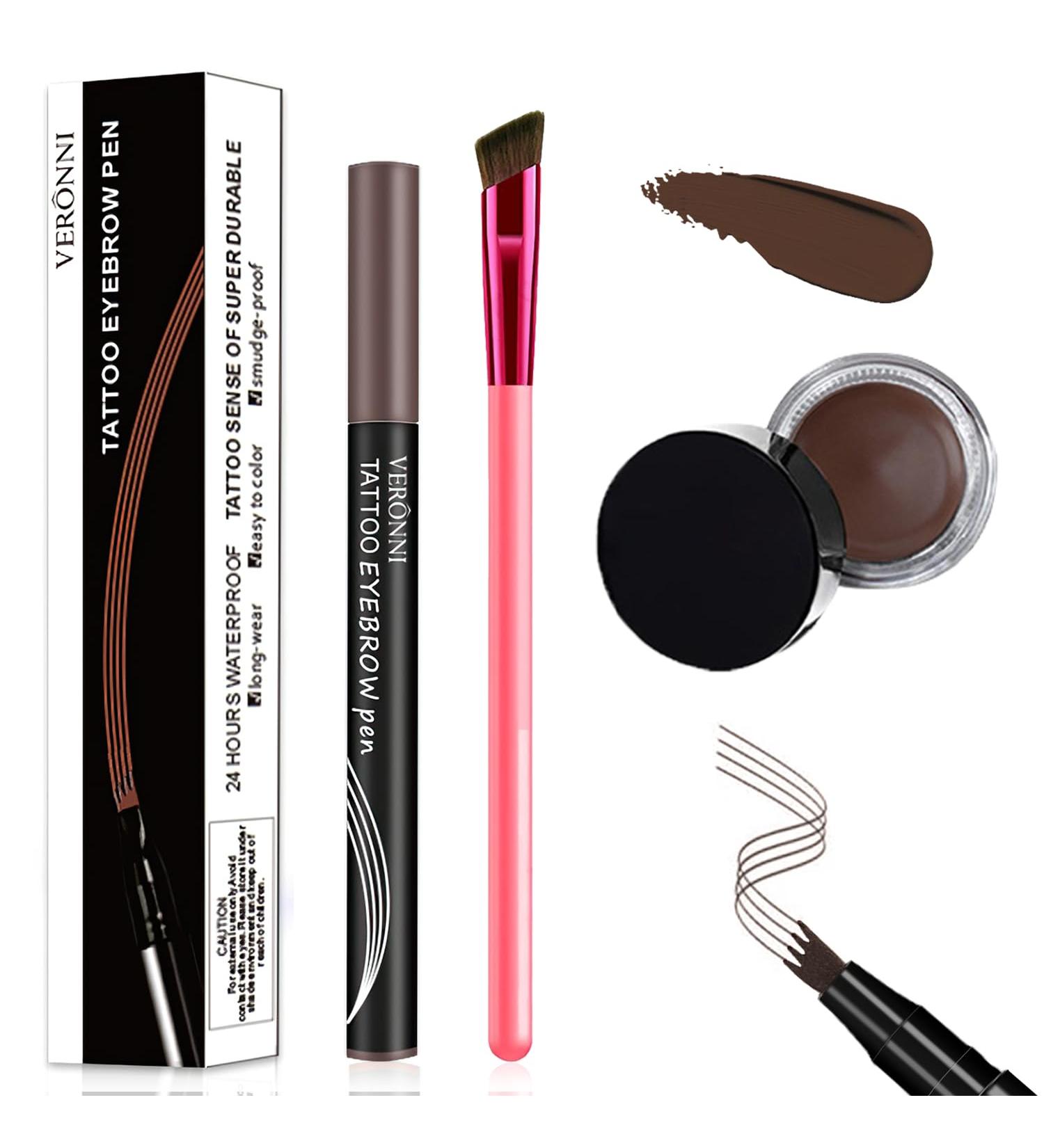 Anjoize 4D Hair Stroke Eyebrow Stamp Brush Kit - New 2023 Laminated Grooming Set | Gray Brown - Buy Online on GoSupps.com