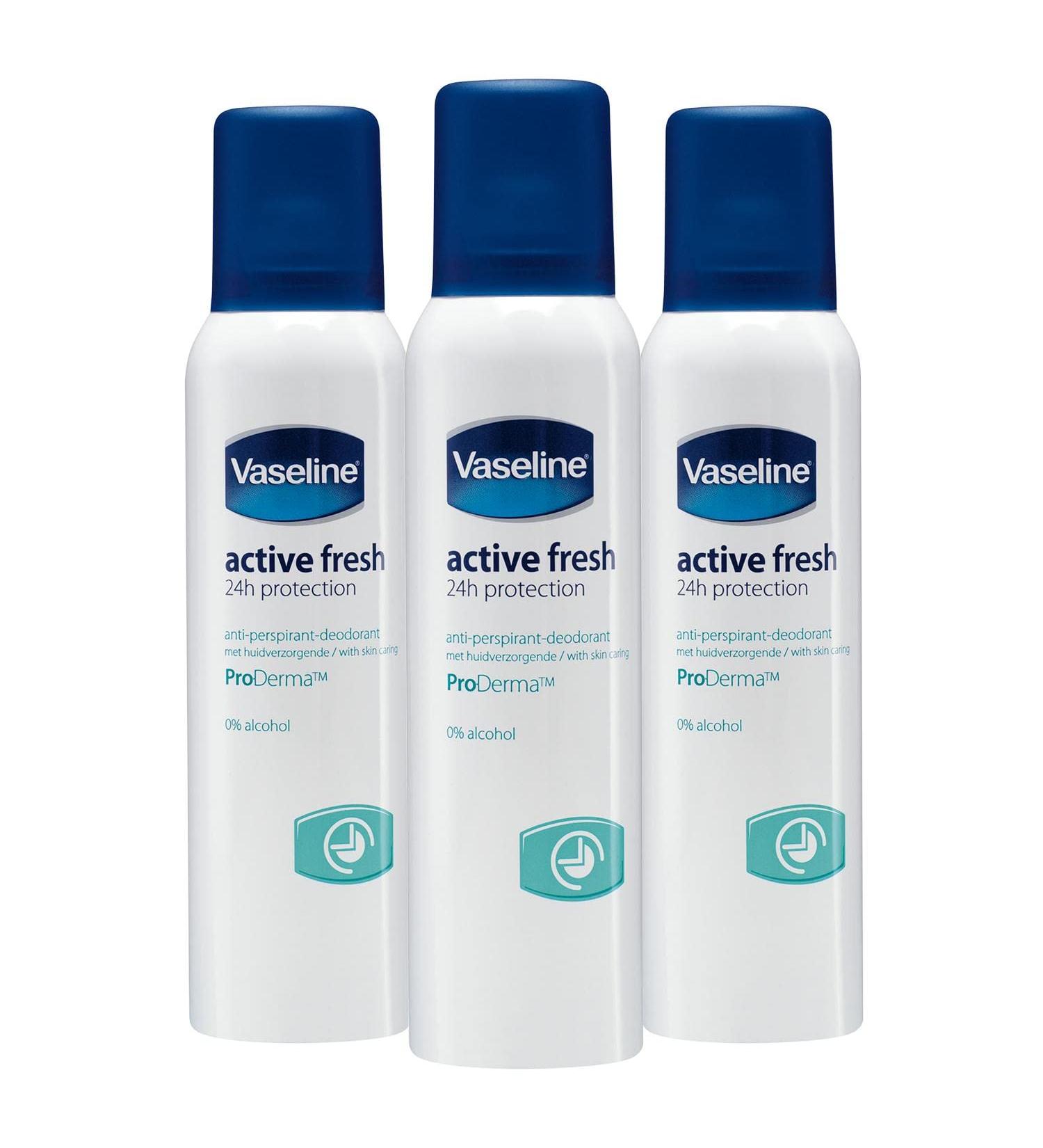 Vaseline Antiperspirant Deodorant Active Fresh With Proderma - 150Ml - Pack Of 3 - Buy Online on GoSupps.com