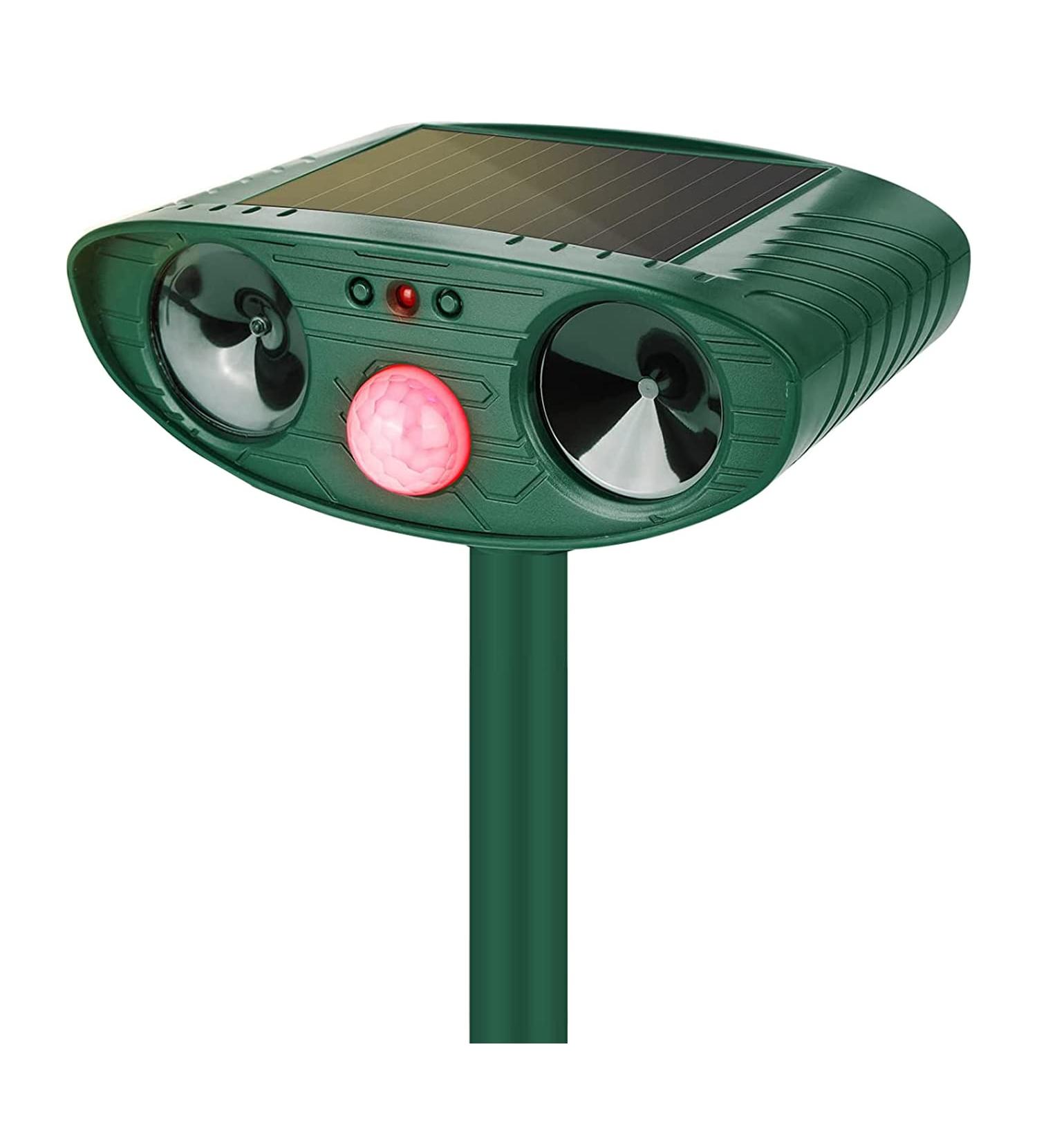 2023 Solar Ultrasonic Animal Repellent with Motion Detector - Waterproof Defender for Rat, Squirrel, Deer, Raccoon, Skunk, Rabbit, Mole, Dog, Cat - Green - Buy Online on GoSupps.com