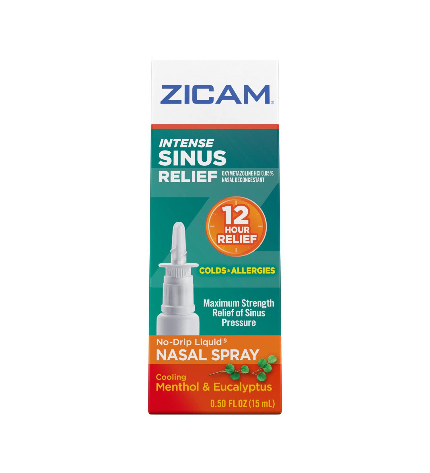 Zicam Intense Sinus Relief No-Drip Nasal Spray with Menthol & Eucalyptus - 0.5 oz - Buy Online on GoSupps.com