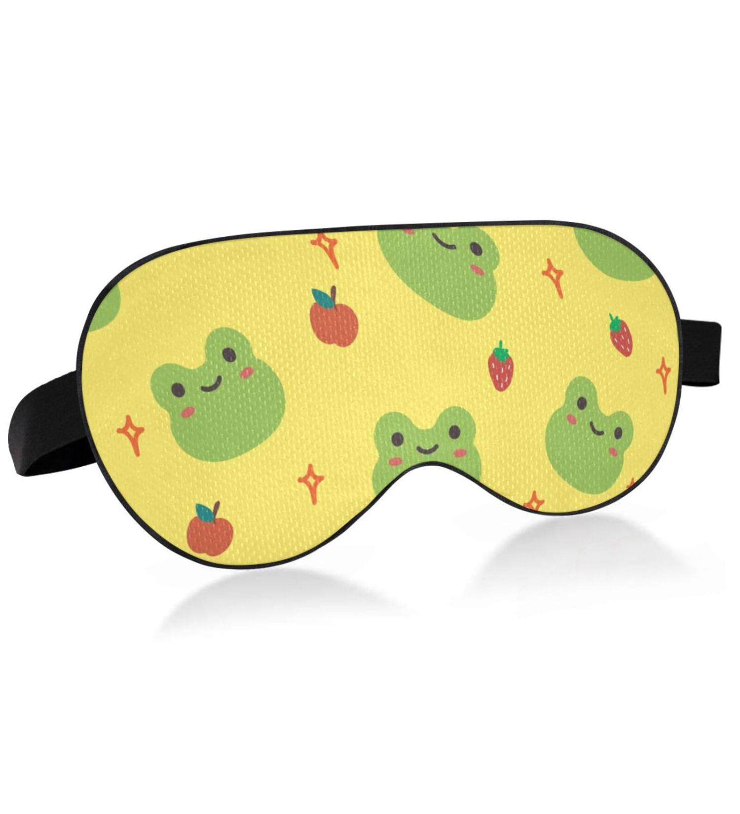 Haskirky Light Blocking Breathable Eye Mask for Adults - Adjustable for Travel, Yoga, Meditation - Cute Frog and Fruit Design - Buy Online on GoSupps.com