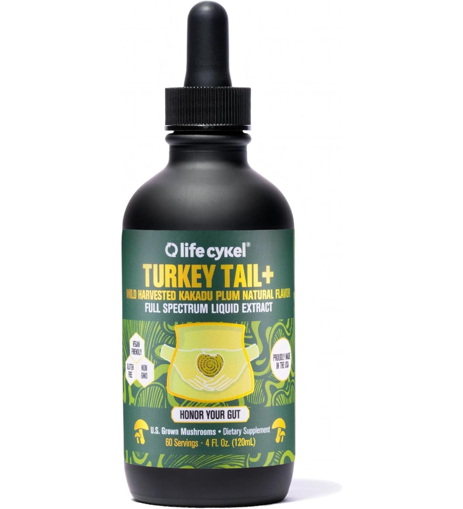 Life Cykel - Turkey Tail Mushroom Liquid Extract with Kakadu Plum - Immune Support & Digestive Health Prebiotic Supplement Non GMO (4 Fl Oz (Pack of 1)) - Buy Online on GoSupps.com