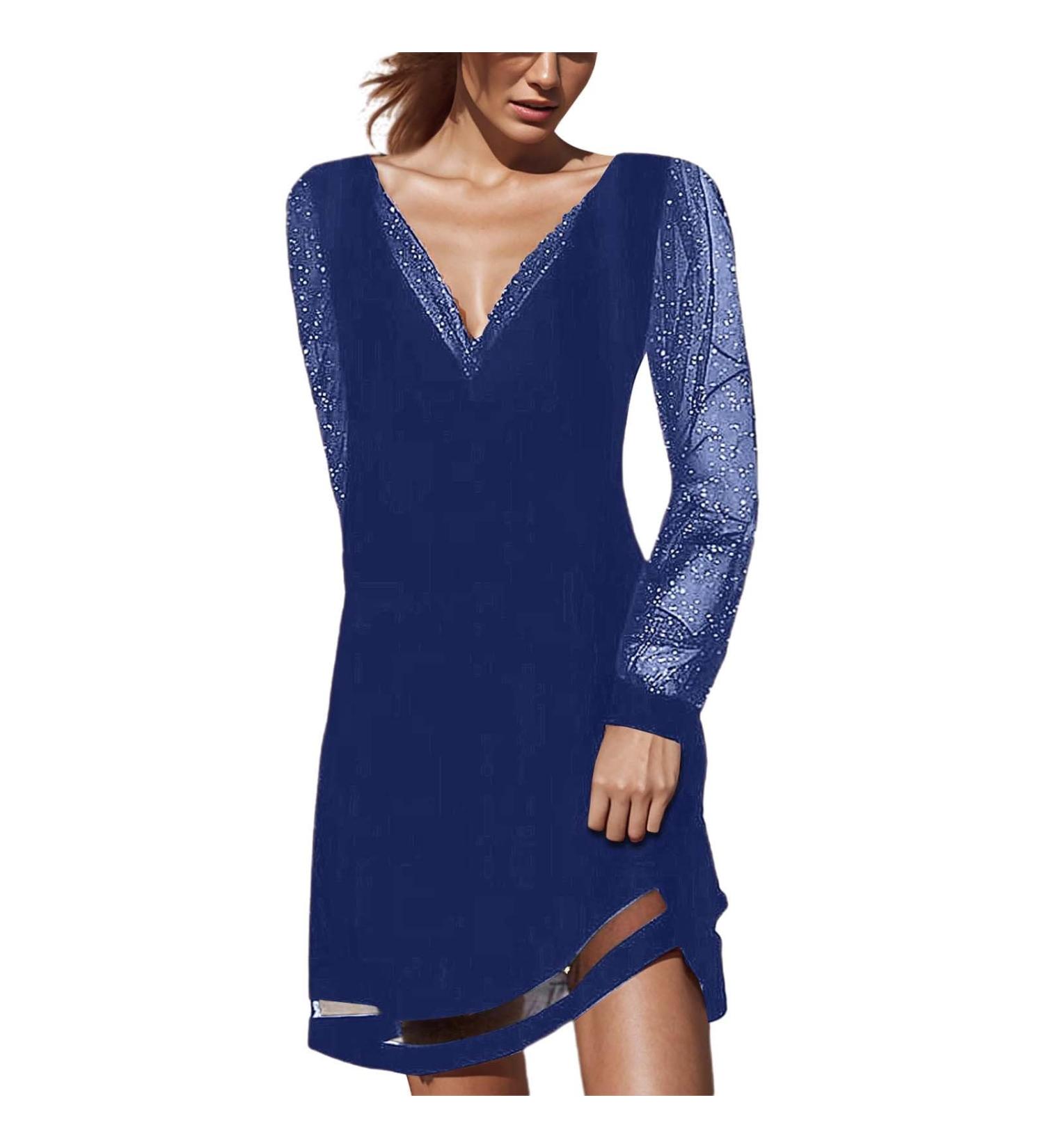 HANXIULIN Winter Dress for Women | Glitter Evening Dresses | Sweetheart Neckline Sexy Party Dress in Blue | International Shipping Available - Buy Online on GoSupps.com