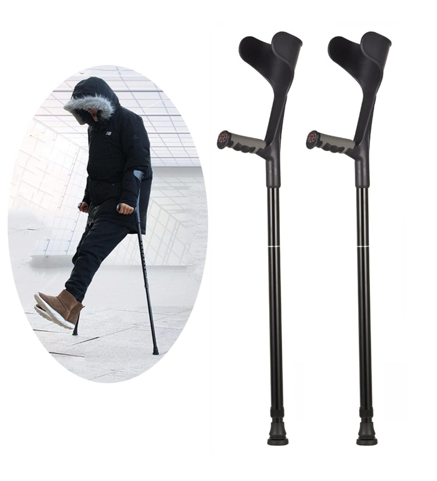 Crutches for Adults Foldable Crutch Comfortable Grip and Wear-Resistant Forearm Crutches Adjustable Height Bearing 140kg Balanced Walker Unisex Black Grey (Black 2 pcs) (Black 2 pcs) Bathing in Black 1 pcs - Buy Online on GoSupps.com