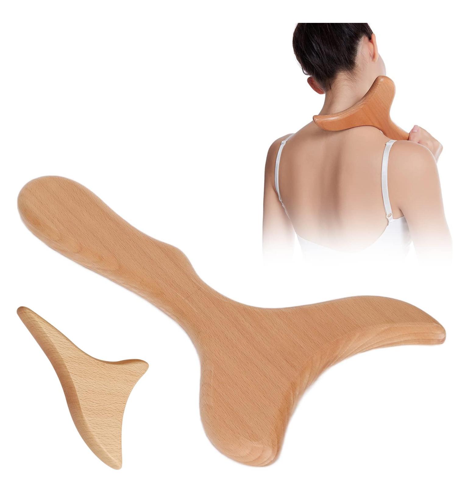 Gua Sha Massage Wood - All-Natural Wooden Massager for Neck Legs Back & Body Pain Relief & Relaxation - Buy Online on GoSupps.com