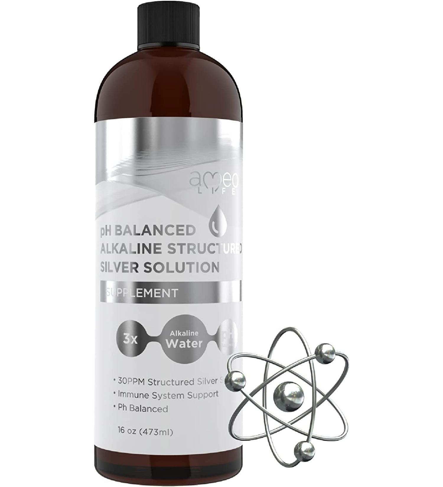 Structured Colloidal Silver Liquid - 30ppm pH Balanced Immune & Gut Support 16oz - Pack of 1 - Buy Online on GoSupps.com