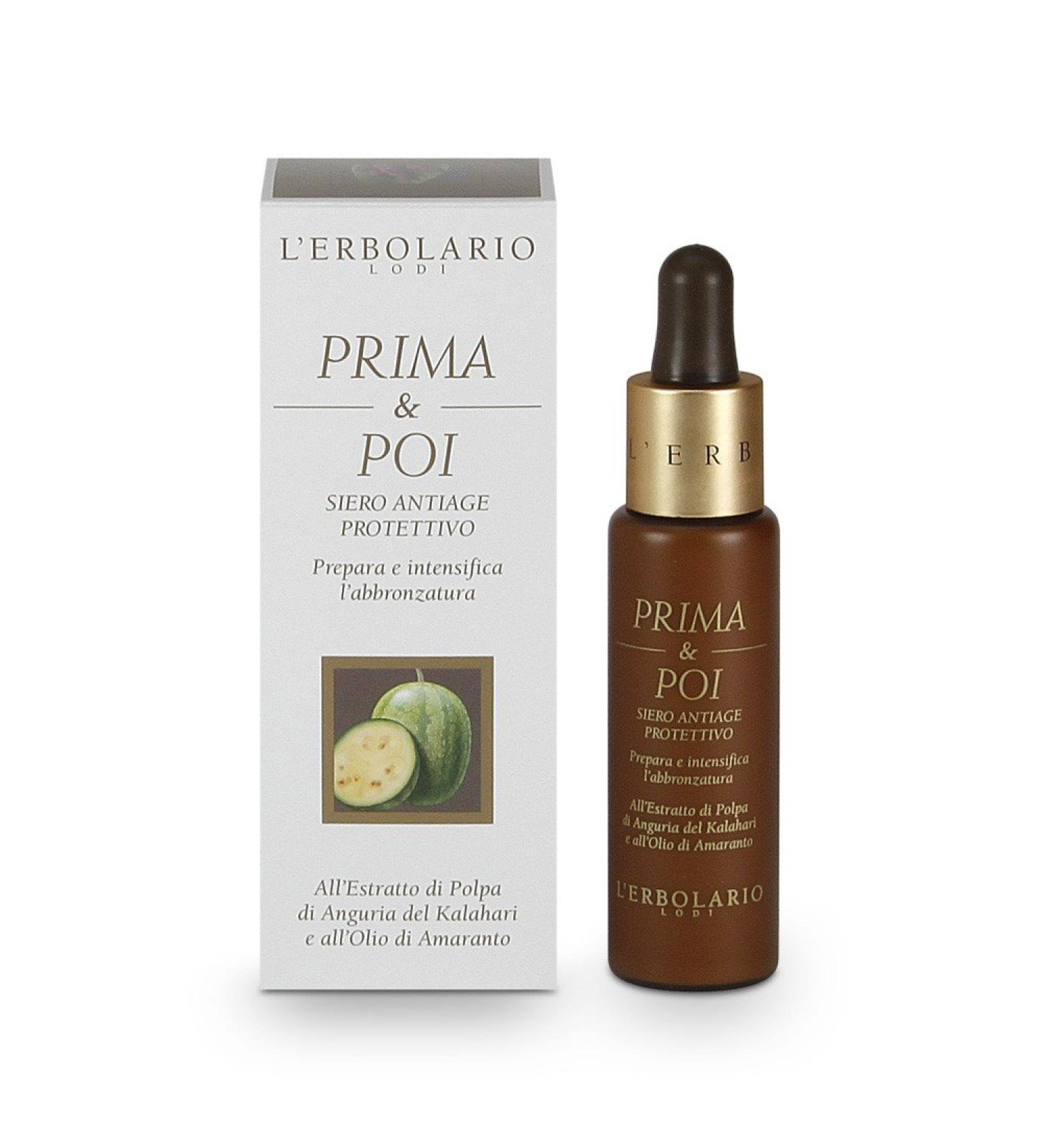 L'Erbolario Prima E Poi Serum Anti-Aging Facial Serum Tan Enhancer Size: 28 ml