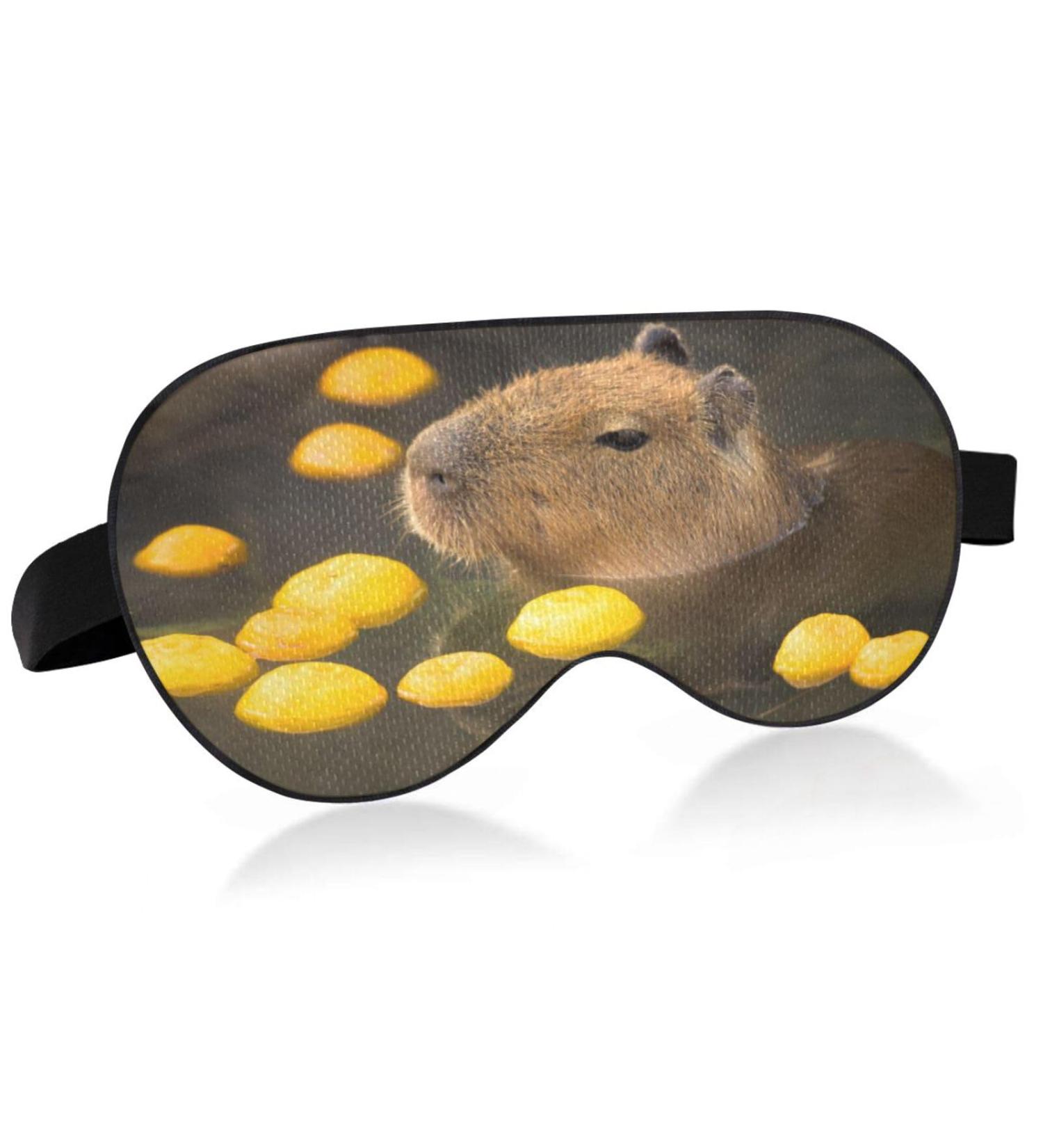 Capybara Hot Citron Bath Sleep Mask - Light Blocking Eye Cover for Men & Women | Soft Adjustable Lightweight Blindfold for Travel & Naps - Buy Online on GoSupps.com