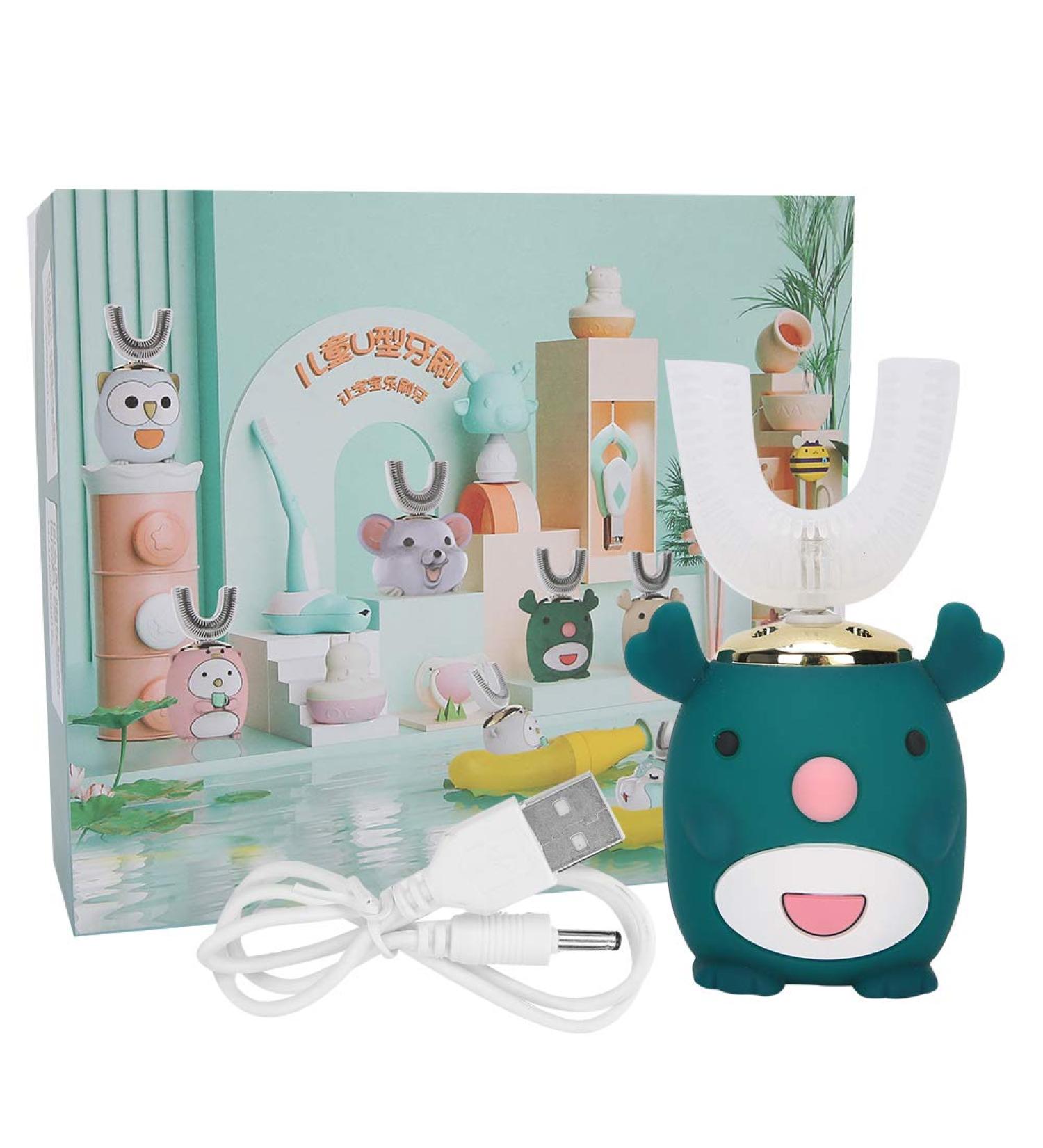 U-Shaped Electric Toothbrush for Kids & Babies | Waterproof 360 Cleaning 5 Modes - S-Gr n (Green) | Best Mouth Care Device 1 Pack - Buy Online on GoSupps.com