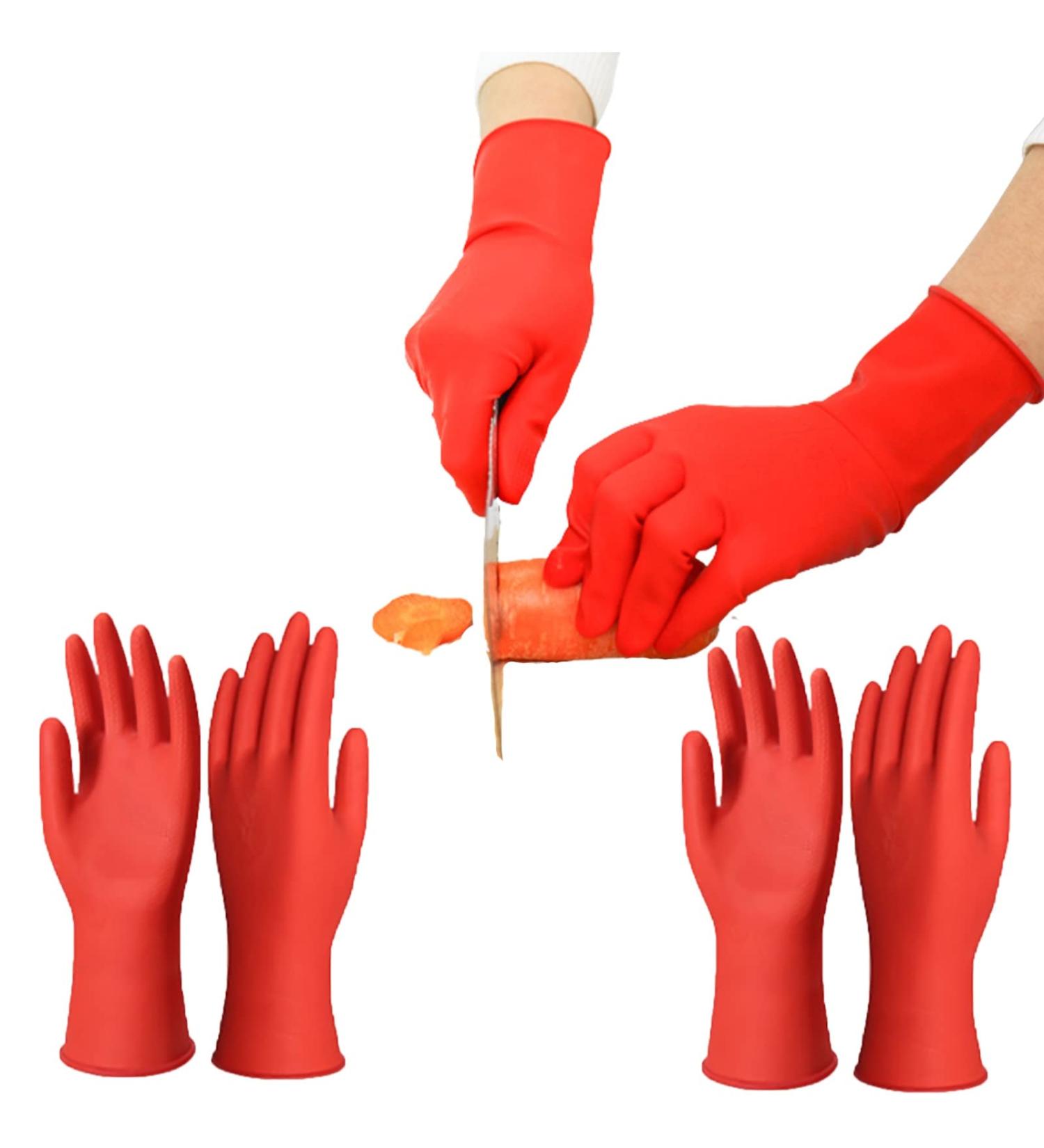 KKRAUS 3 Pairs Cleaning Gloves Non-Slip Durable Rubber Gloves Cleaning Reuseable Household Gloves for Kitchen Cleaning Washing Dish Gloves (Color : Red Size : Large) Large Red - Buy Online on GoSupps.com