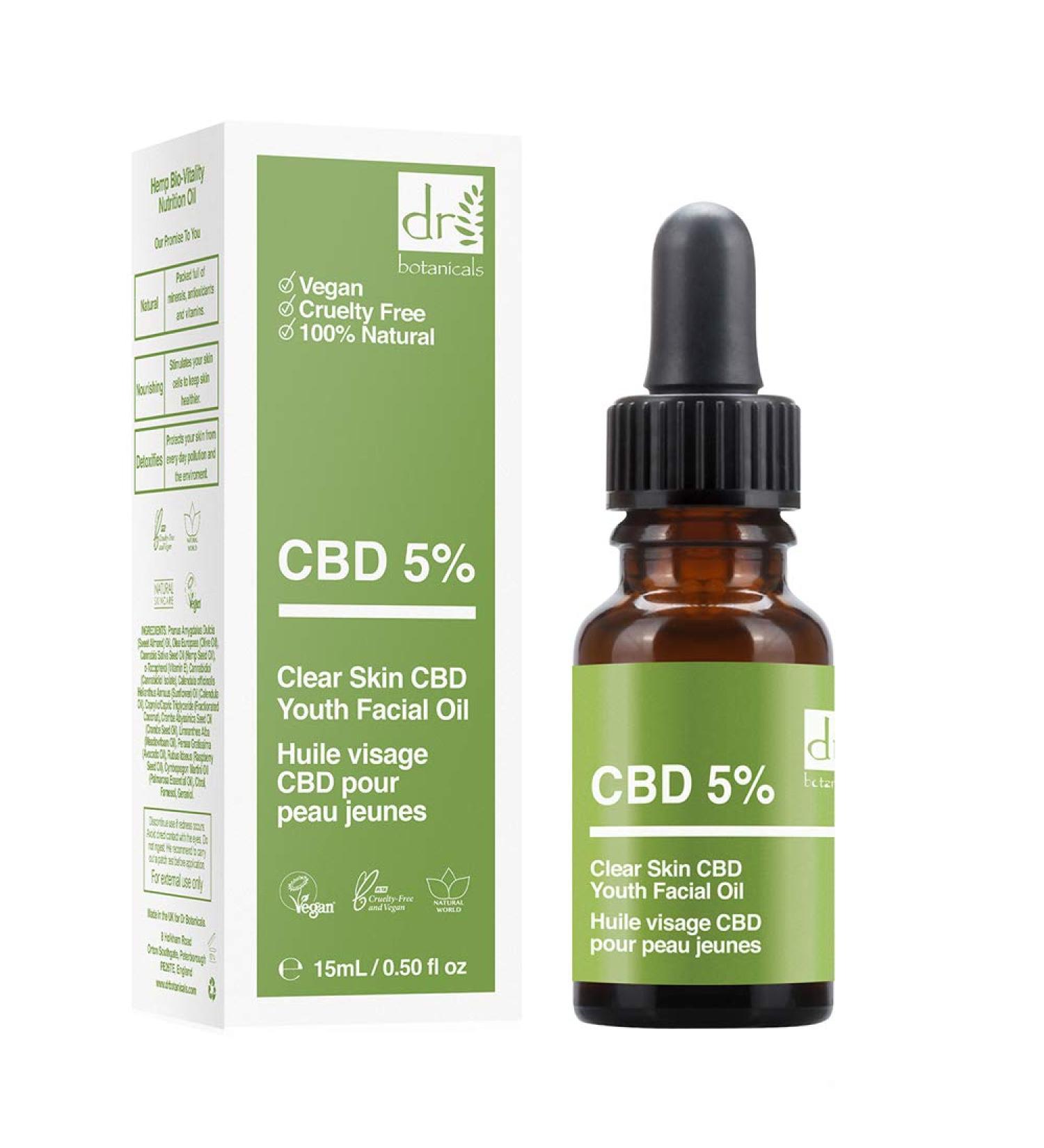 Organic CBD facial oil 15ml antioxidants anti-redness anti-aging