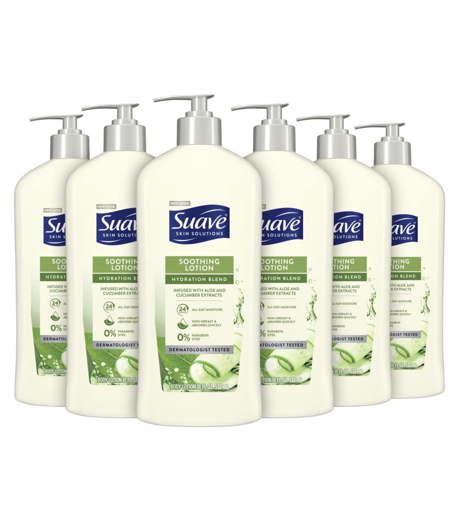 Suave Skin Solutions Body Lotion 18oz - Soothing Aloe - 6 Pack for Ultimate Hydration - International Shipping Available - Buy Online on GoSupps.com