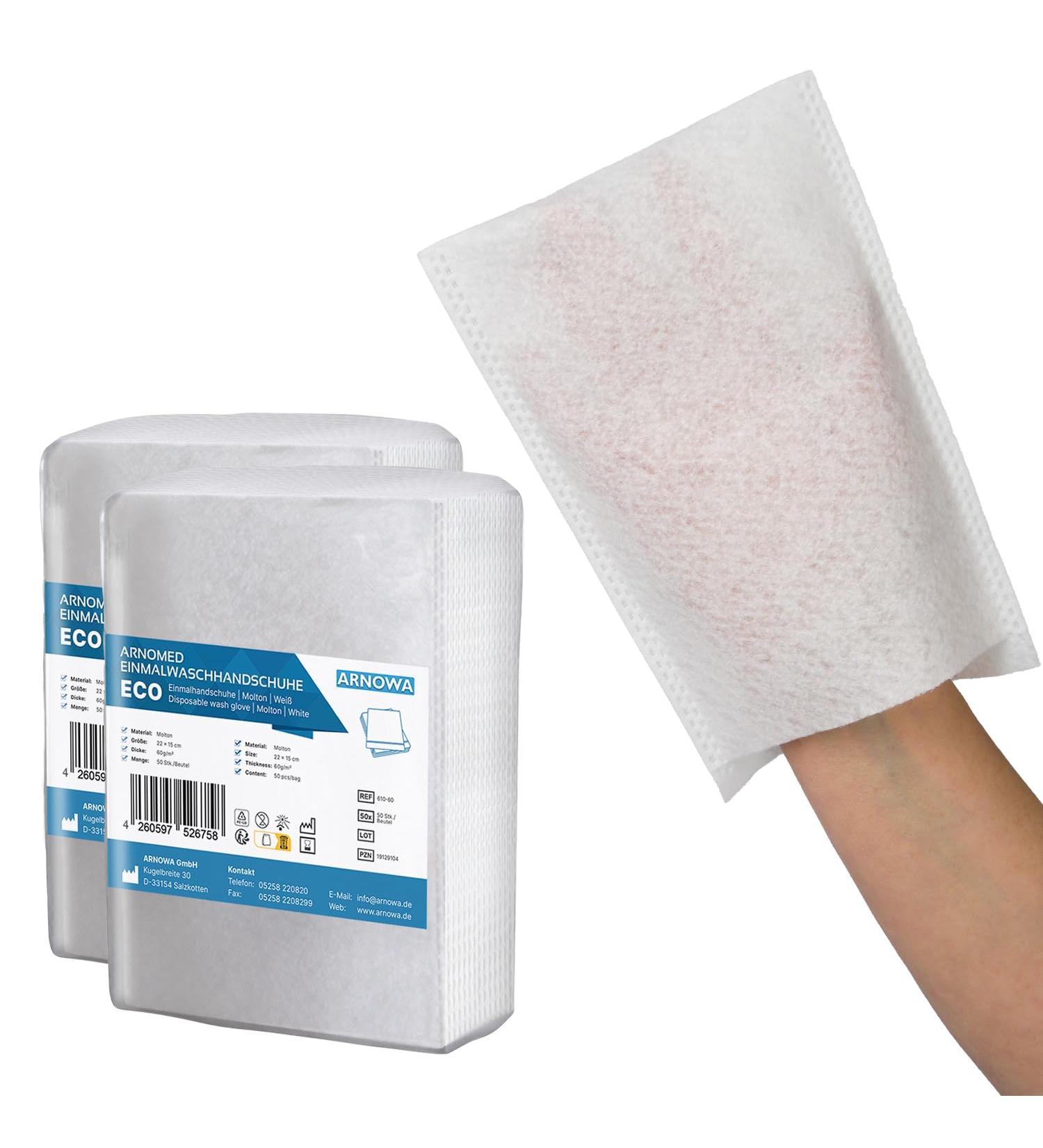 Eco-Friendly 100 Arnomed Disposable Washcloths - Gentle Flaps for Baby Children & Adults | 60g/m Soft Body Care - Buy Online on GoSupps.com