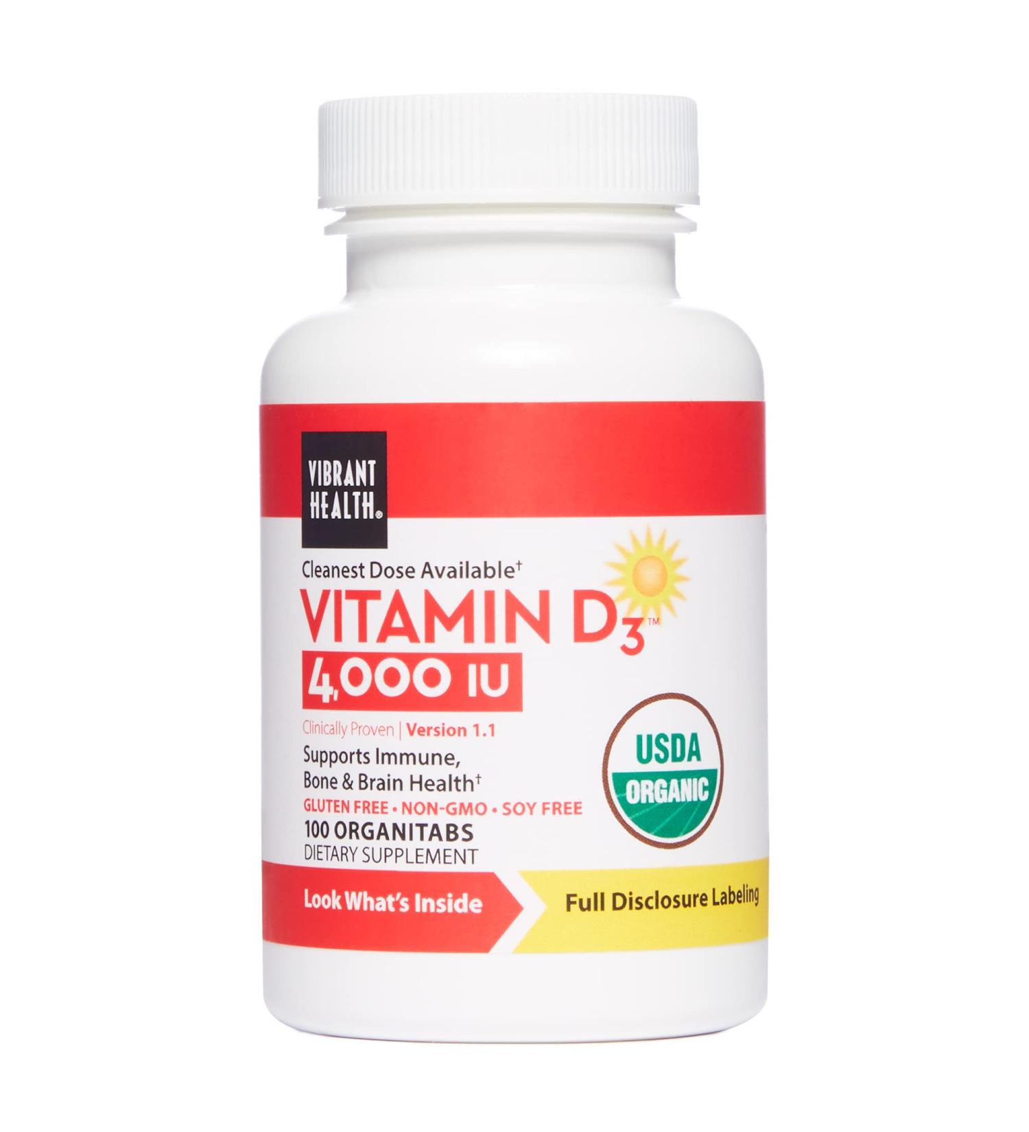Vibrant Health Vitamin D3 4000 I.U. - 100 Organic Tablets for Immune Support - Buy Online on GoSupps.com
