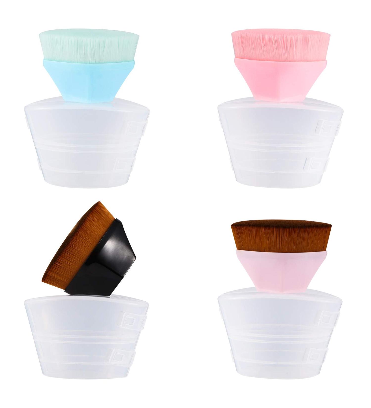 Kunyin 4Pcs Foundation Makeup Brushes High Density Soft Cosmetics Brush Flawless Powder Foundation Brush with Storage Case for Blending Liquid Concealer Isolation Fluid - Buy Online on GoSupps.com