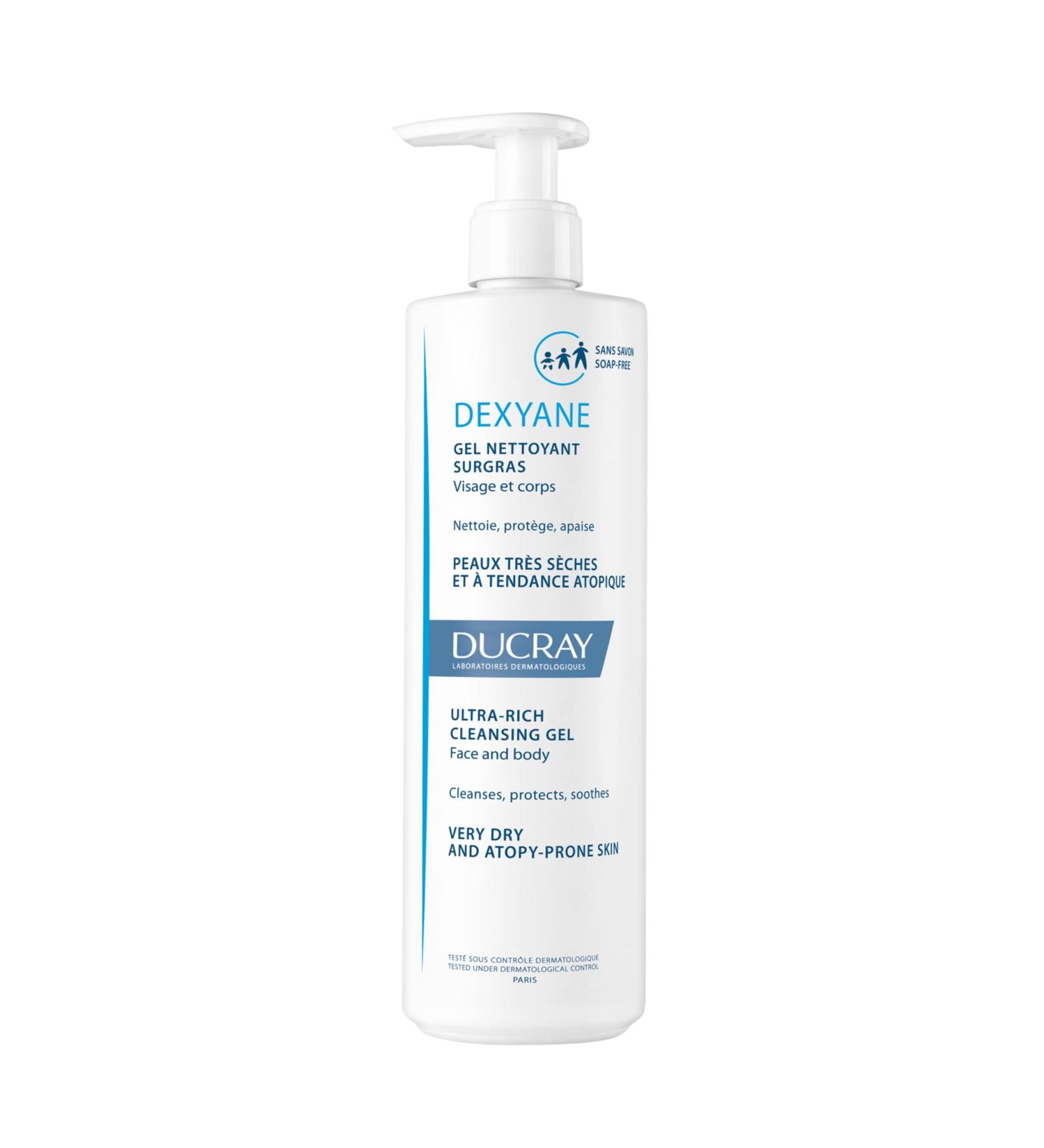Ducray - Dexyane Ultra-rich Cleansing Gel - Dry and Atopy-Prone Skin - Face Body & Hair - 400ml - Buy Online on GoSupps.com