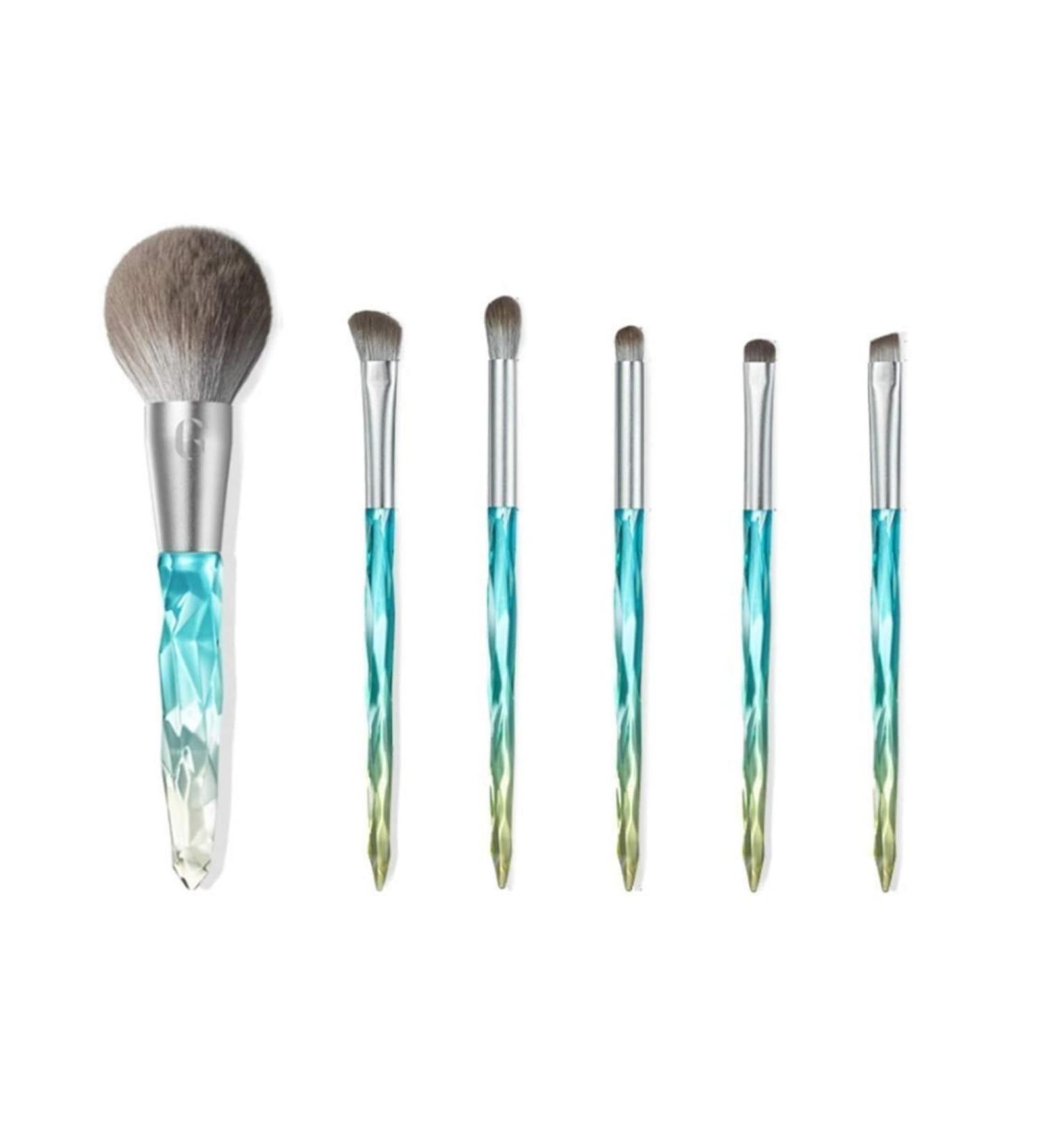 Professional Makeup Brush Set - 6 Synthetic Fiber Brushes for Face & Eyeshadow - Non-Irritating Blue Foundation Brushes | International Shipping Available - Buy Online on GoSupps.com
