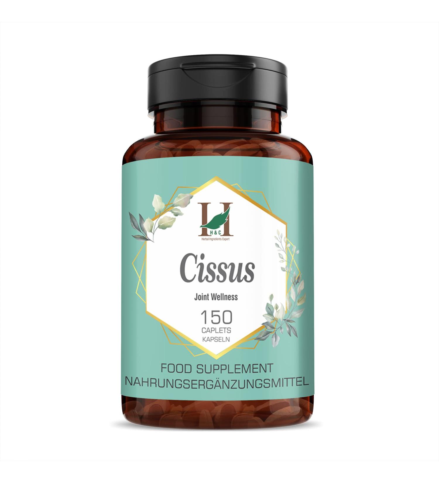 H&C Cissus/Hadjod Caplets (Cissus quadrangularis) - 750 mg 150 Counts | Herbal Supplement for Bone Health 750mg Caplets - Buy Online on GoSupps.com