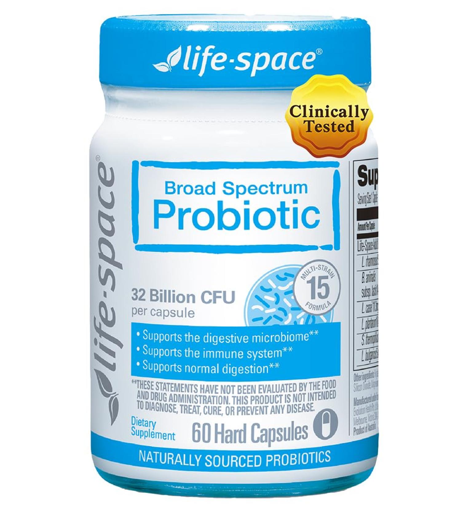 Life-Space Premium Broad Spectrum Probiotics 2 Month Serving 32 Billion CFU & 15 Diverse Strains Formulated for Daily Digestive Health & Immune Health Probiotics for Women & Men 60 Veg Capsules A- Premium Broad Spectru  - Buy Online on GoSupps.com