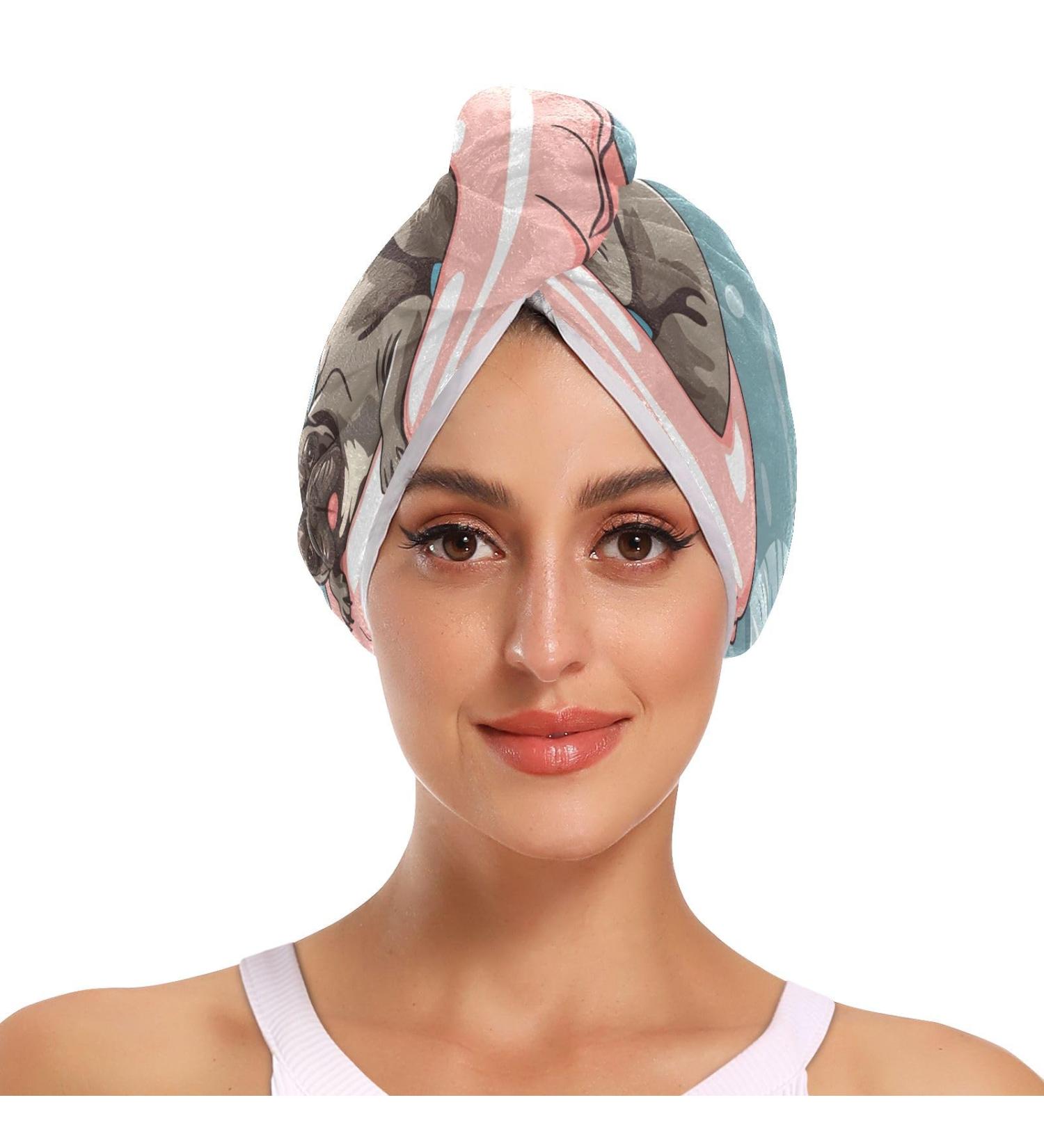 Dog Swimming Ring Flamingo Hair Towel 2 Pack | Super Absorbent Quick Dry Turbans for Women & Girls - Buy Online on GoSupps.com
