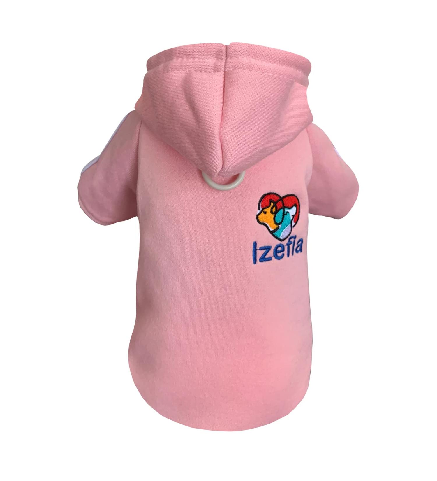 Izefia Dog Hoodie | Warm Fleece Sweater for Small Dogs & Cats | Winter Sweatshirt in Pink XS - Buy Online on GoSupps.com