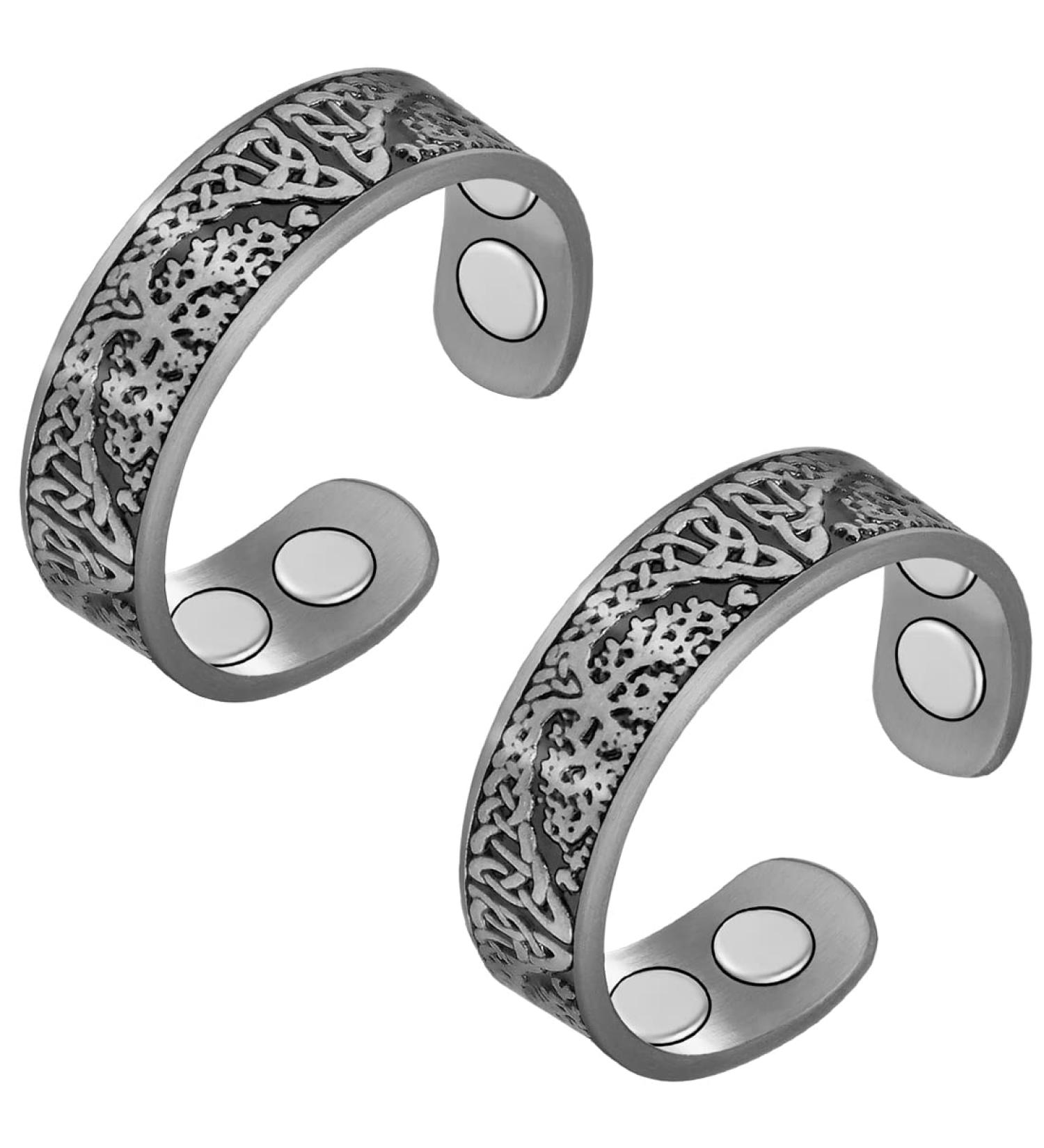 Vicmag 4X Strength Magnetic Copper Rings for Women | 3500 Gauss Magnets | Adjustable Pure Copper | 2PCS Set in Jewelry Gift Box | Silver Life Tree Design - Buy Online on GoSupps.com