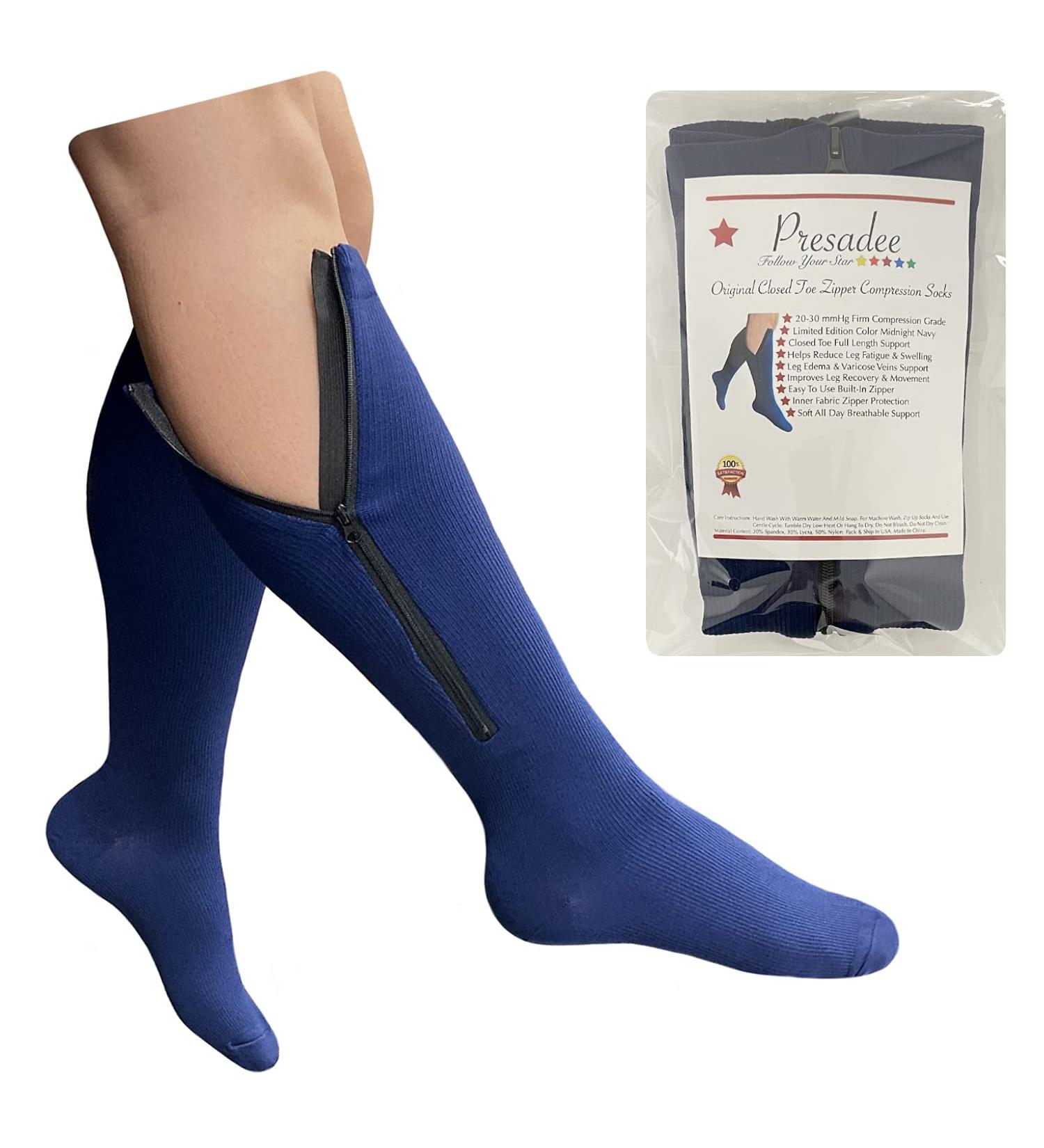 Shop Presadee Original Navy 20-30 mmHg Compression Stockings with Zipper - Comfortable Support for Health & Wellness - Buy Online on GoSupps.com