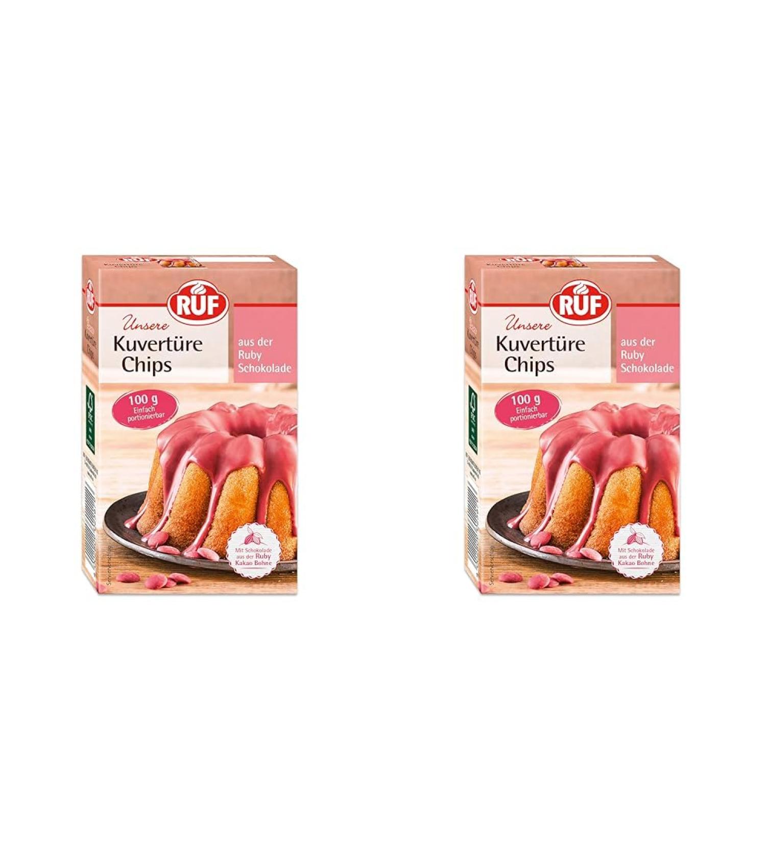 Buy Ruby Kupert re Chips - Pink Chocolate for Glazing & Decorating Cakes | Gluten-Free 2 Pack (100g each) - International Shipping Available - Buy Online on GoSupps.com