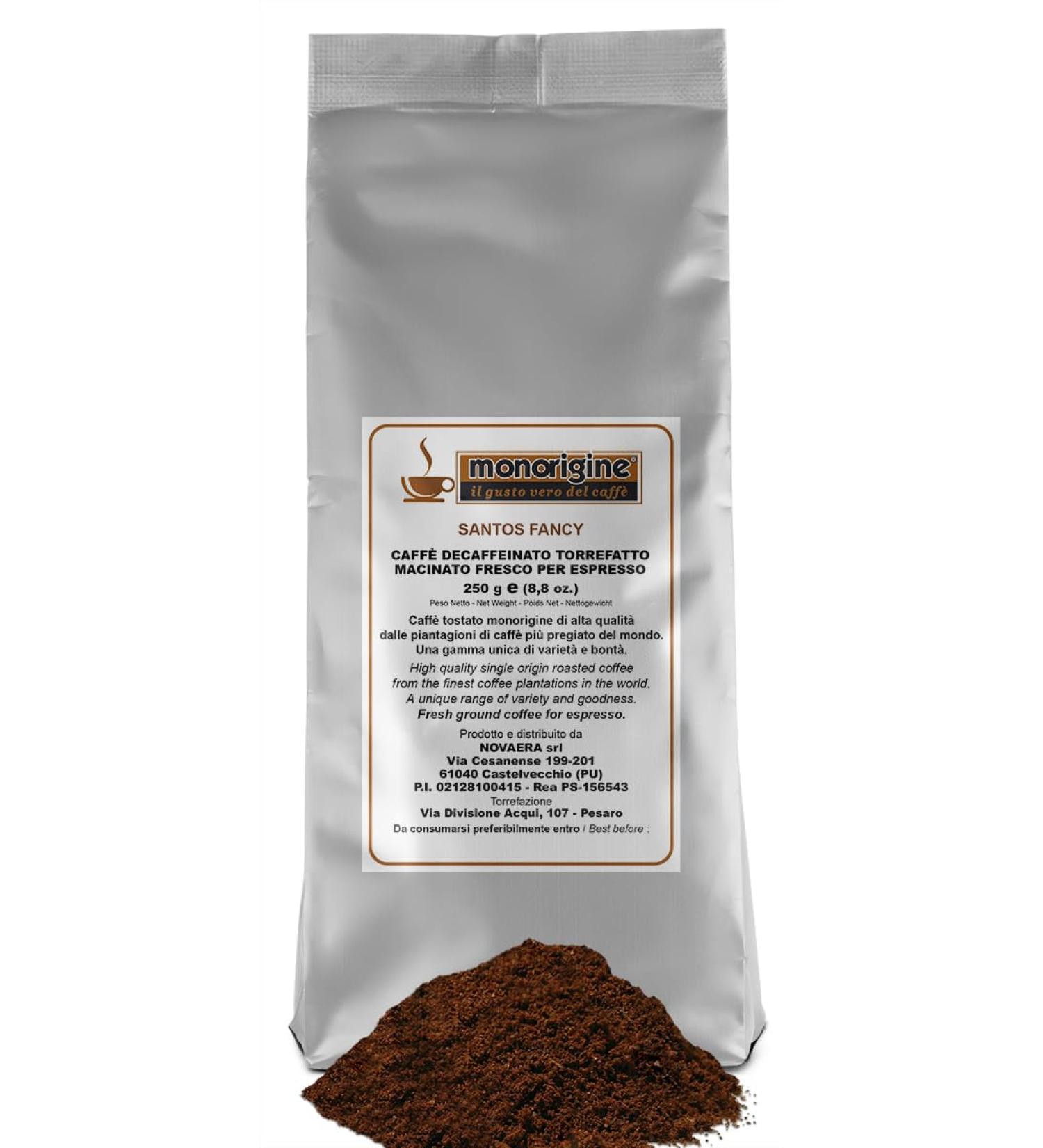 Santos Fancy Espresso Ground Decaffeinated Coffee 250 gr - Café Monorigine