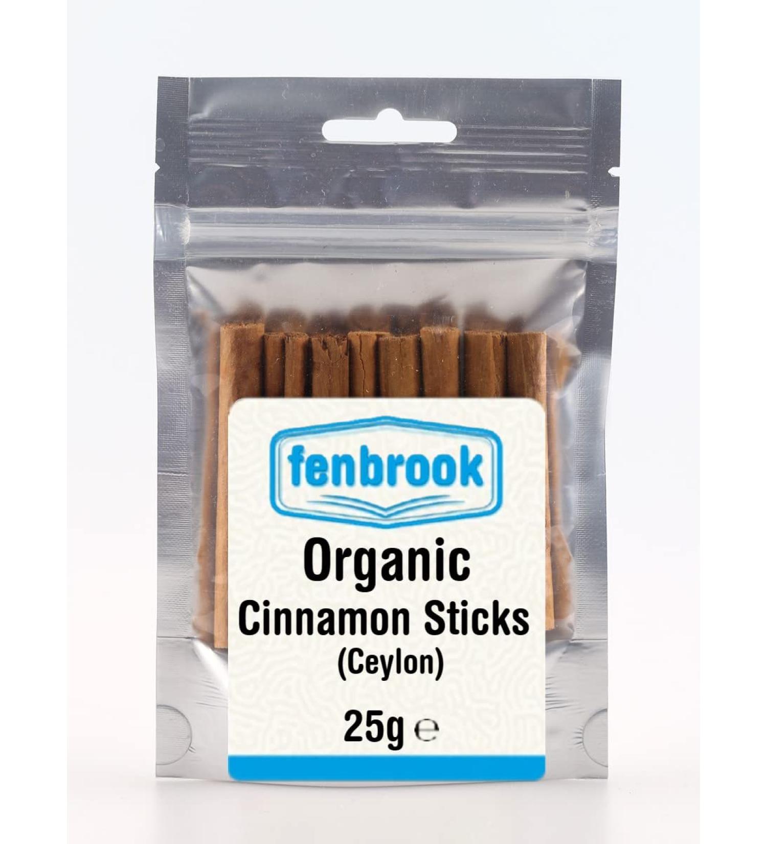 Organic Cinnamon Sticks - Quils (Ceylon) 25g Certified Organic by Fenbrook Organic - Buy Online on GoSupps.com