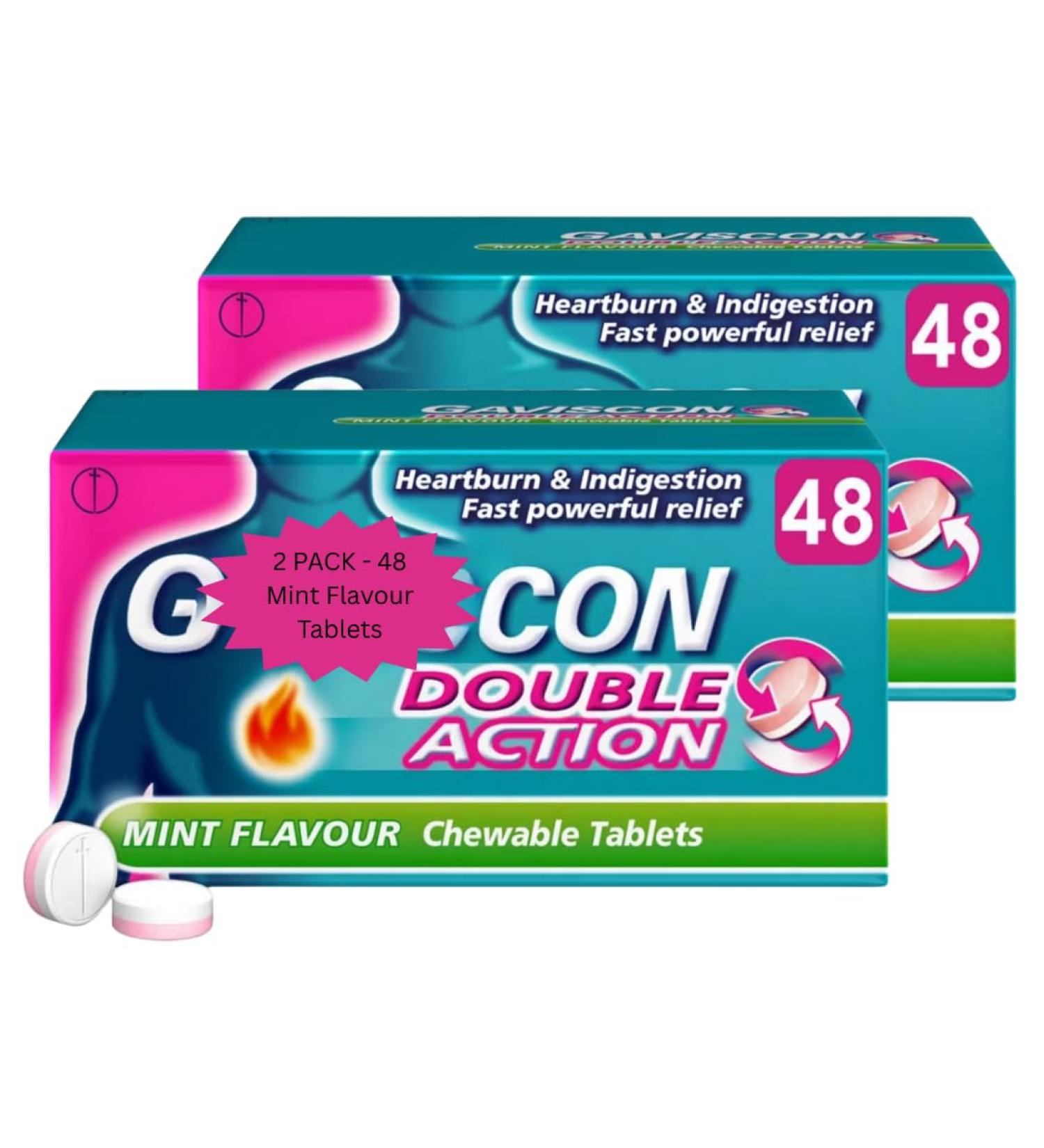 Double Action Mint Flavour 48 Chewable Tablets 2 Pack Total 96 Tablets