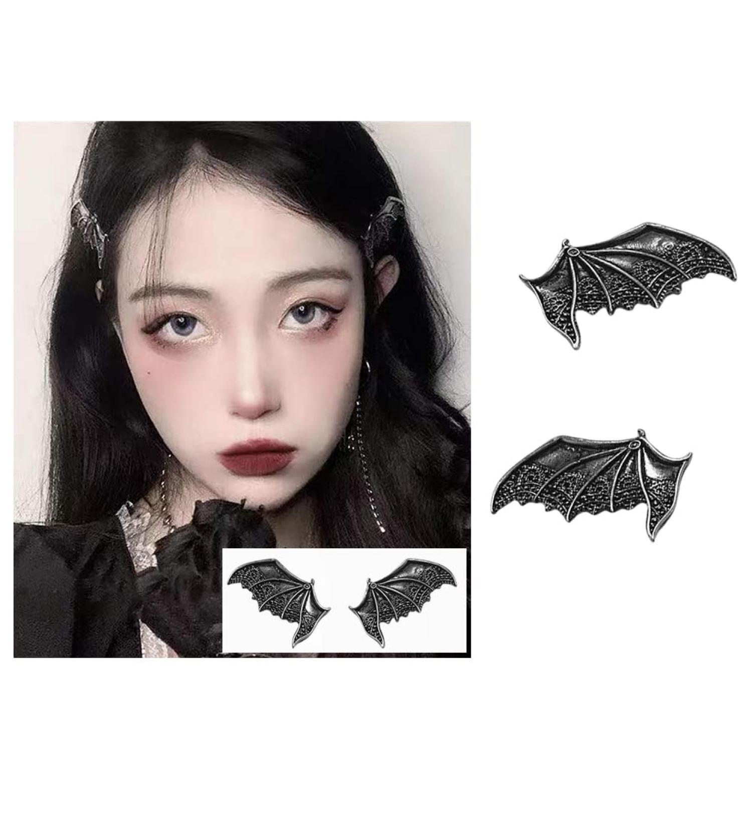 Silver Bat Halloween Hair Clips - Set of 2 Barrettes for Women and Girls - Buy Online on GoSupps.com