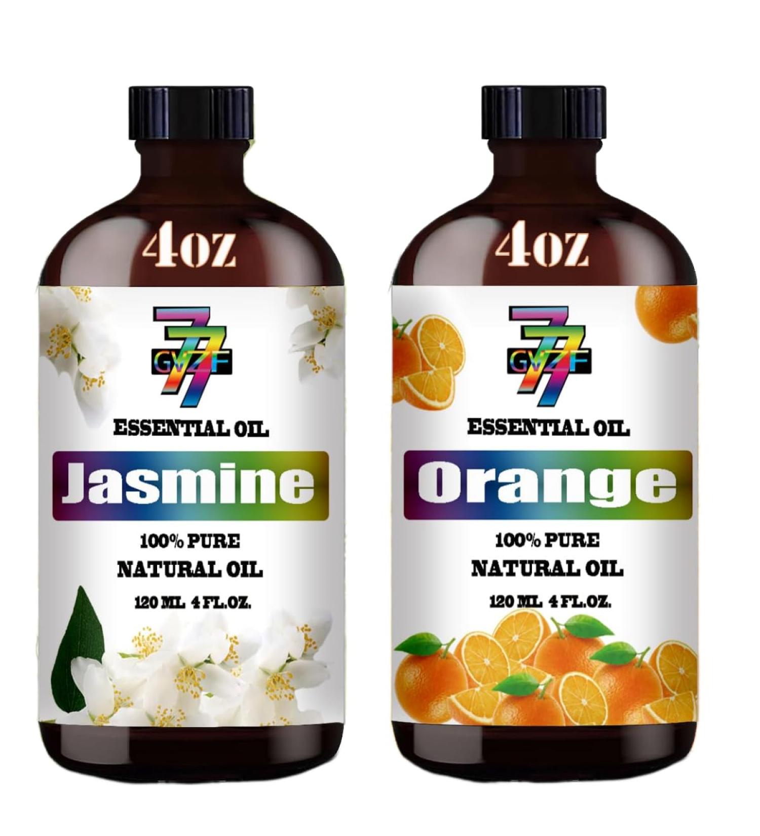GV77ZF Essential Oil Two 4 Fl Oz (120Ml) Set - Pure Natural Orange Oil and Jasmine Essential Oil for Diffuser Humidifier Skin Care Home Fragrance Bath Hair Care Cleansing Massage Yoga DIY So - Buy Online on GoSupps.com