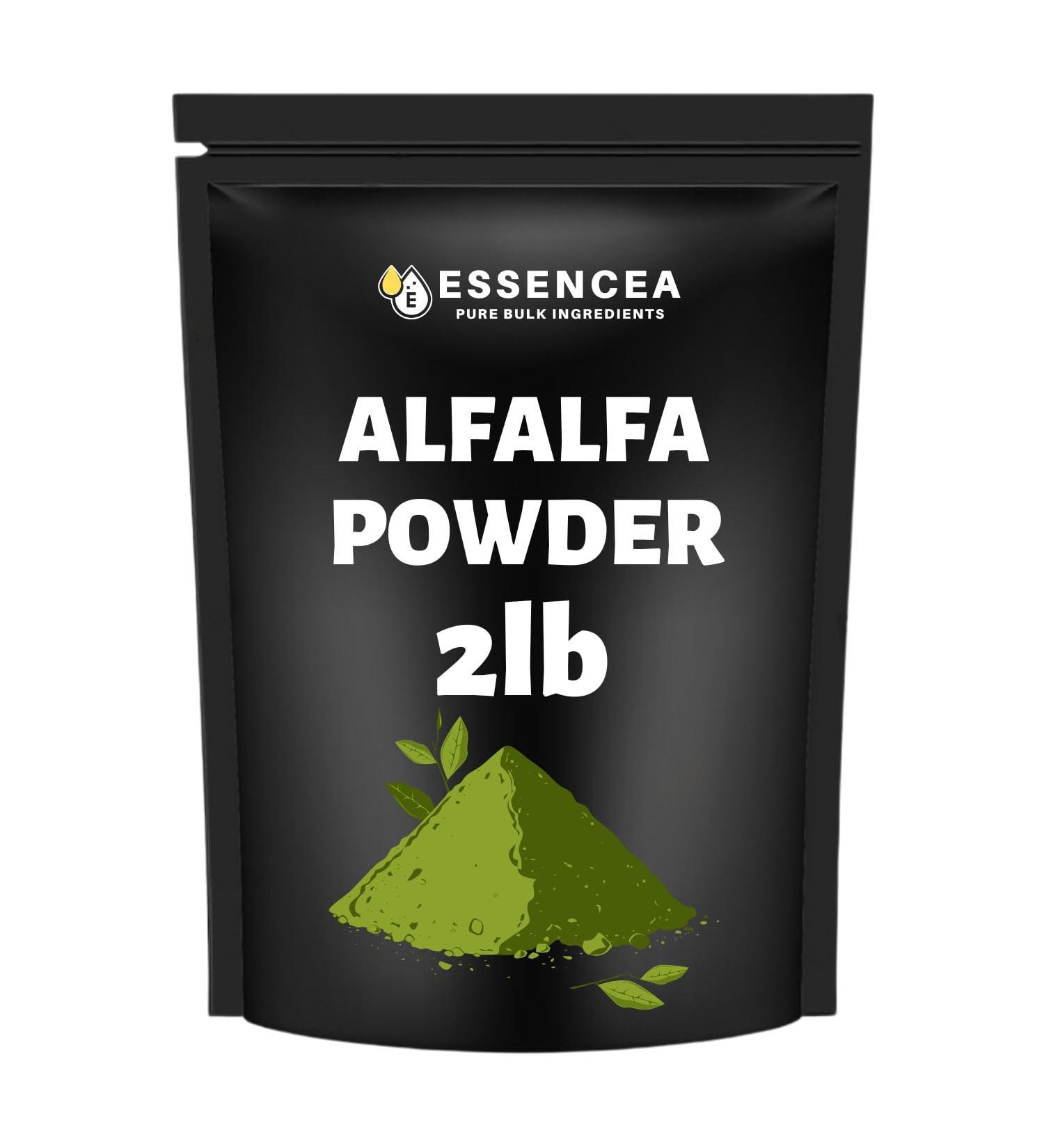 Essencea Alfalfa Powder 2lb | Green Superfood Leaf Powder | Gluten-Free Non-GMO Vegan | Rich in Fiber | Ideal for Smoothies Juices Shakes & Daily Nutrition - Buy Online on GoSupps.com