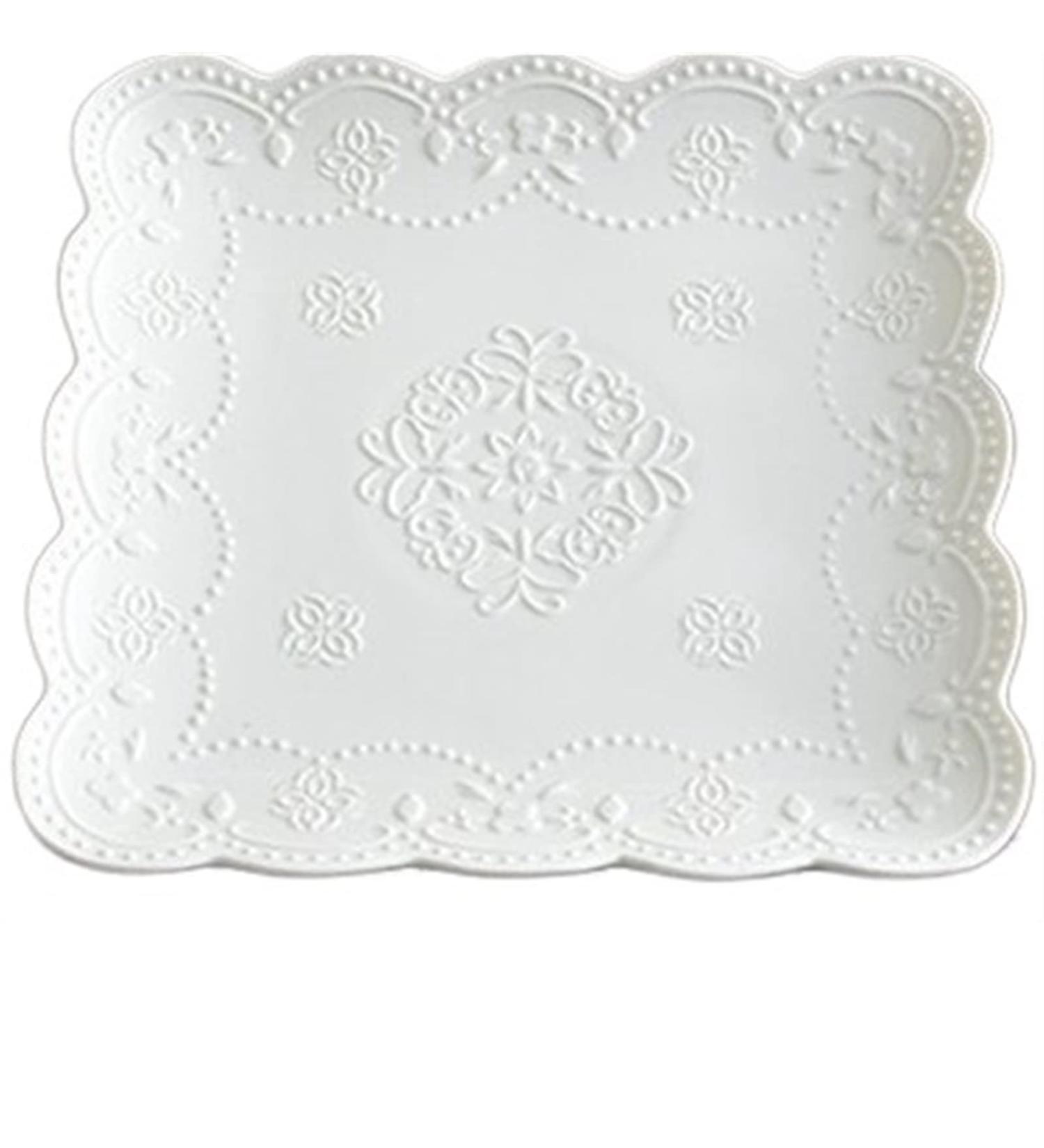 Fruit Tray Embossed Home Ceramic Square Plate Breakfast Dessert Plate Butterfly Plate Dish Afternoon Tea Fruit Plate Wedding Kitchenware - Buy Online on GoSupps.com