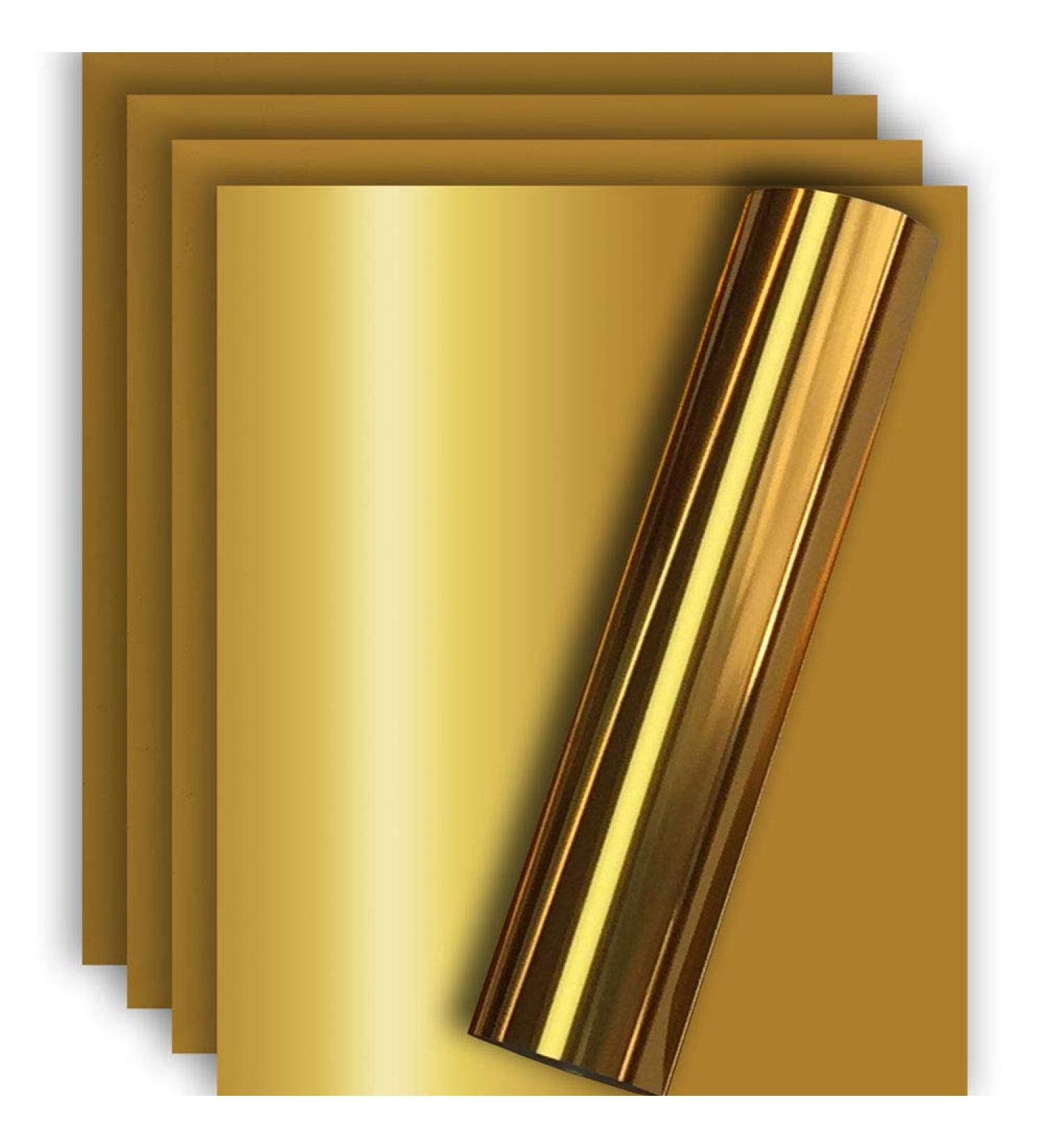 Gold Metallic HTV Heat Transfer Foil Vinyl 12 X 10 (Pack of 5) - Easy to Weed & Iron On for T-shirts & Apparel - Buy Online on GoSupps.com