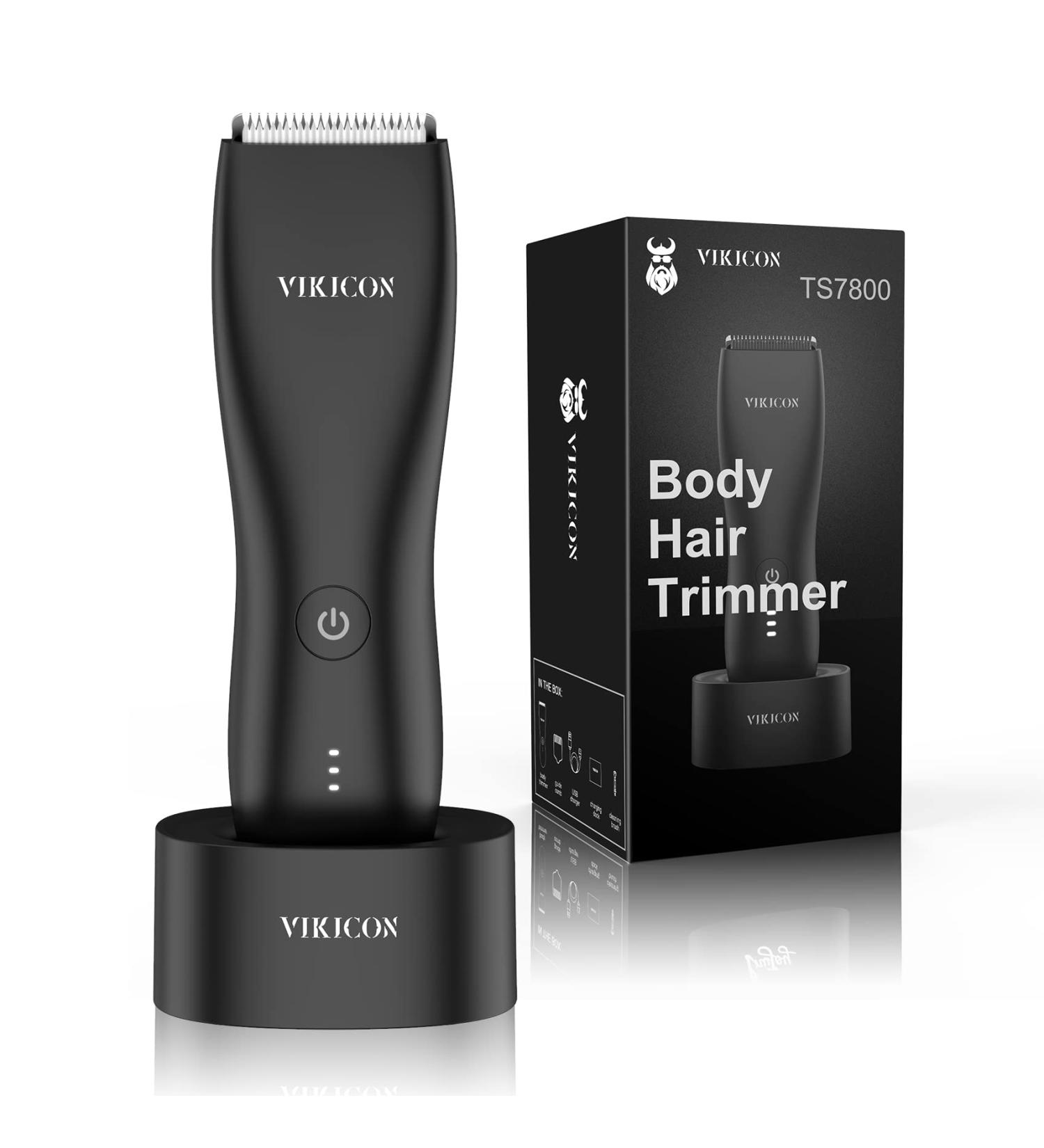 Vikicon Intimate Razor for Men - IPX7 Waterproof Body Hair Trimmer with Anti-Cut Ceramic Blade & Charging Station | Buy Internationally - Buy Online on GoSupps.com