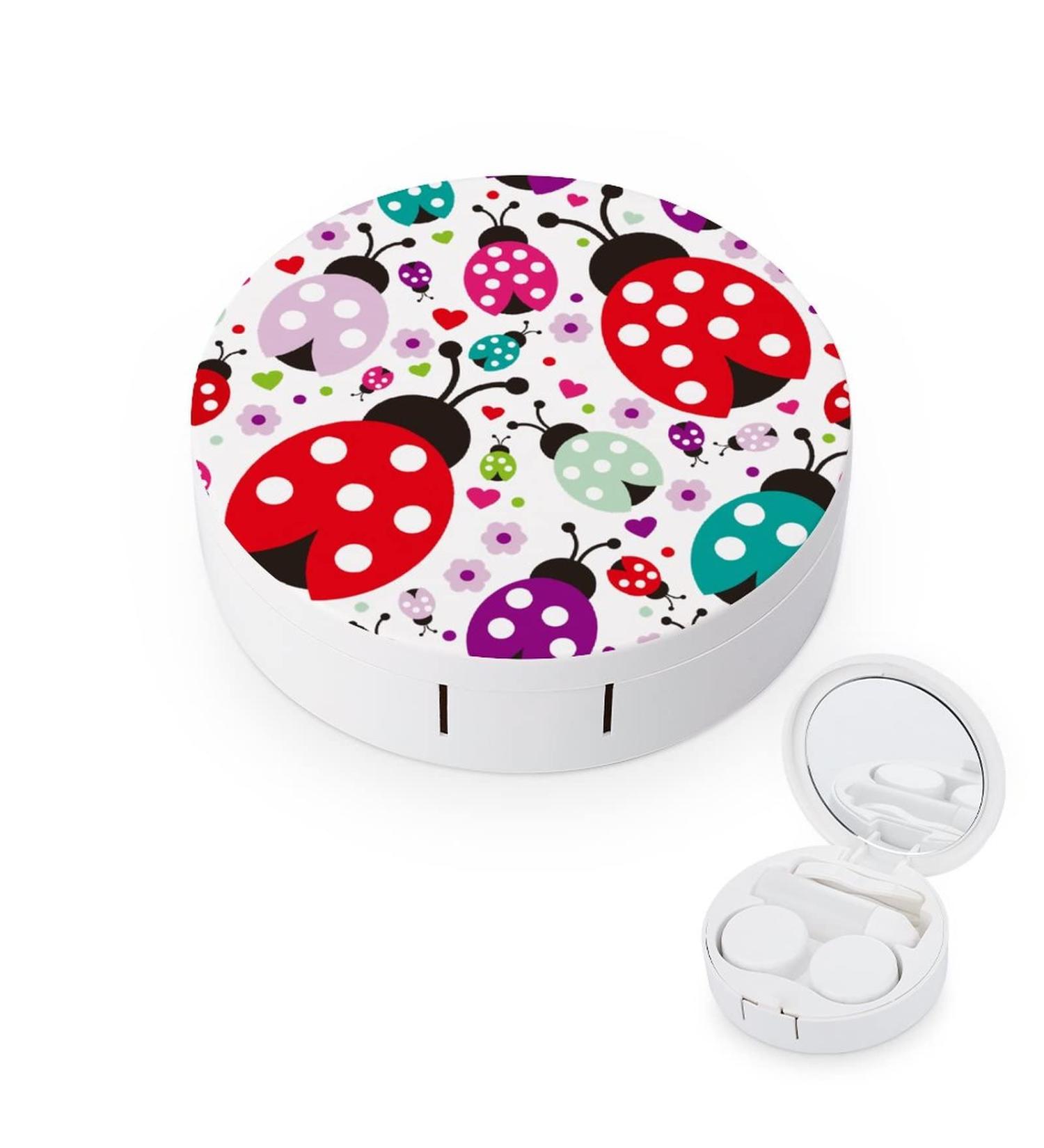 Colorful Ladybug Contact Lens Case Kit | Eye Care Holder with Tweezers & Solution Bottle for Travel & Home | Bagea-Ka - Buy Online on GoSupps.com
