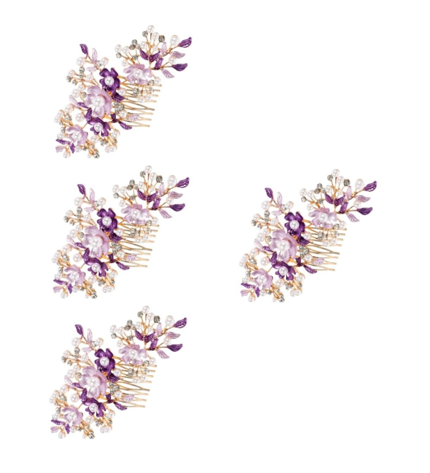 FRCOLOR Headband hair plug french side combs bridal side combs bridal side hairpieces combs for women pearl flower hair combs girls hair comb girl headpiece headband purple bride Comb - Buy Online on GoSupps.com