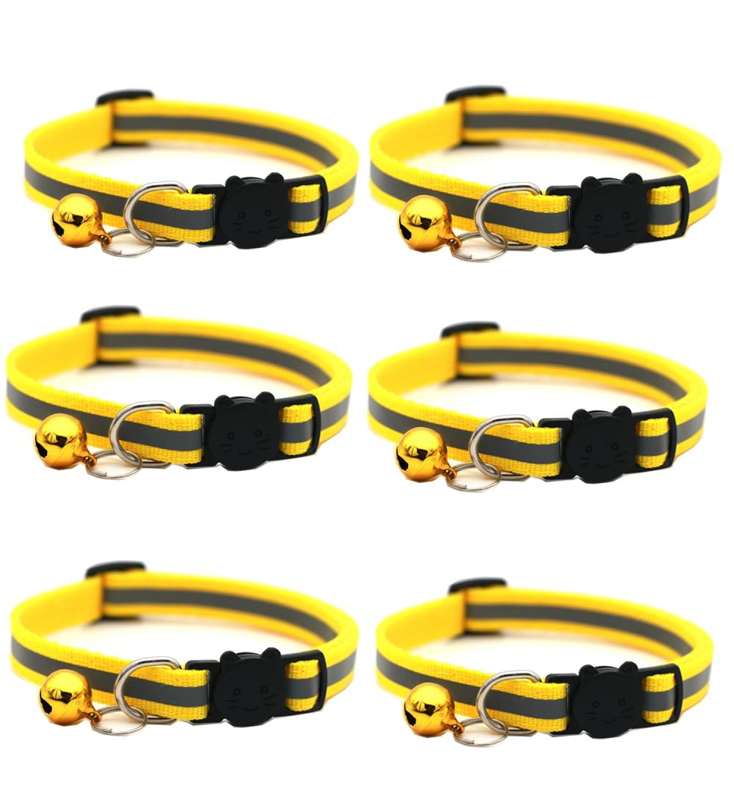 Hepplly 6-Pack Reflective Cat Collars with Bells - Quick Release Kitten Collars in Yellow | International Shipping - Buy Online on GoSupps.com