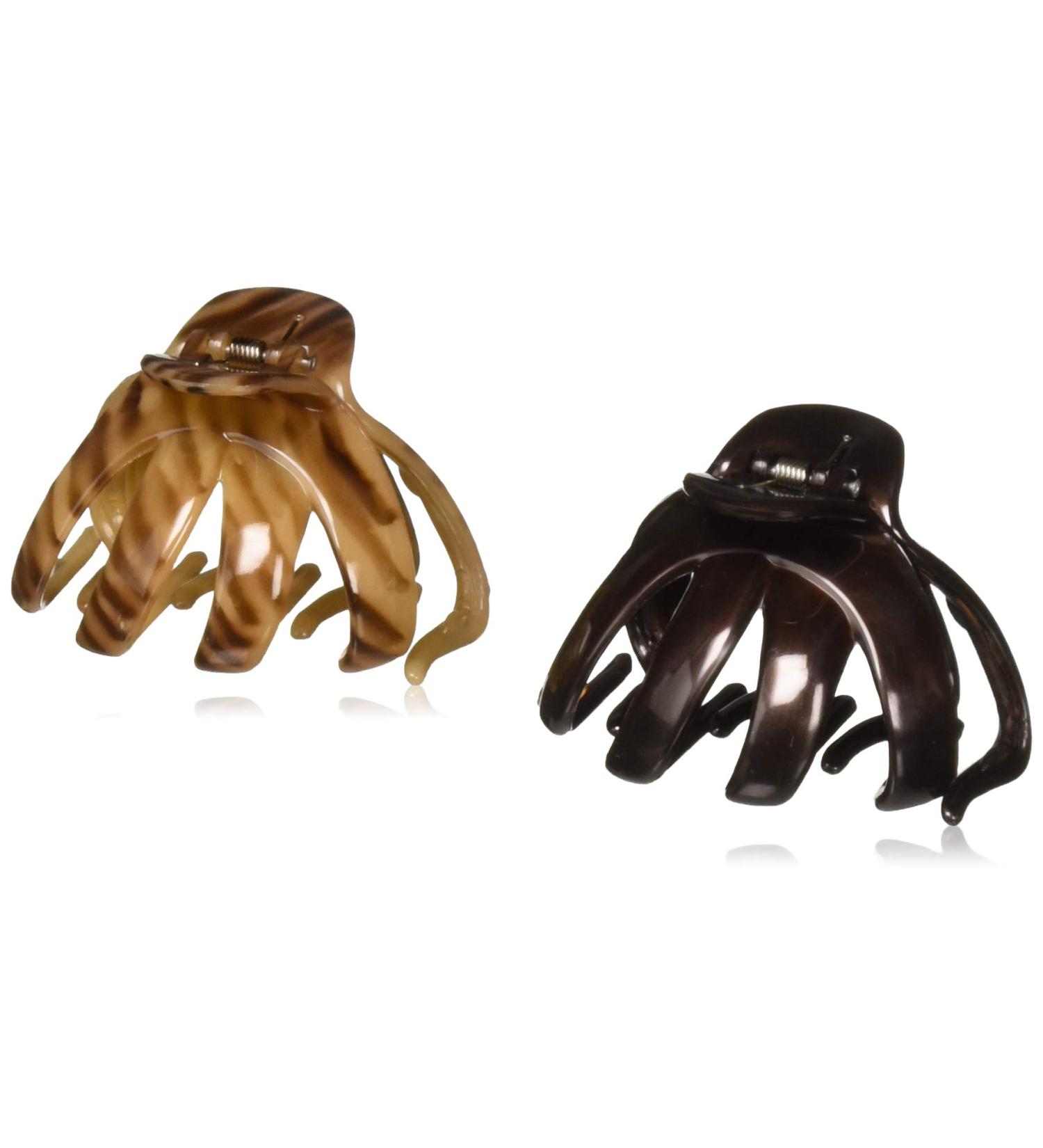 SCNCI Striped Brown & Deep Bronze Claw Hair Clips - 2 Pack (Packaging Varies) - Buy Online on GoSupps.com
