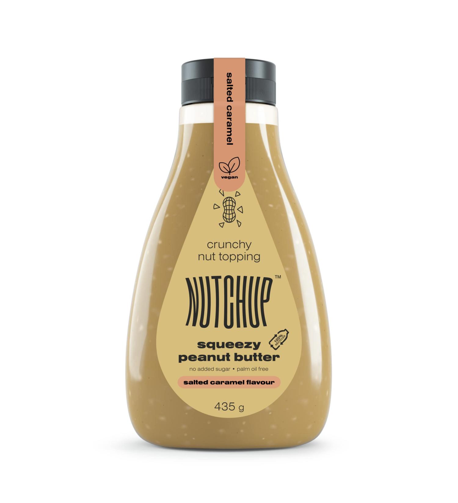 Nutchup Peanut Butter Squeeze Bottle - Creamy Nut Topping for Pancakes Waffles Ice Cream & Pizza | 435g Salty Caramel Delicacy - Buy Online on GoSupps.com