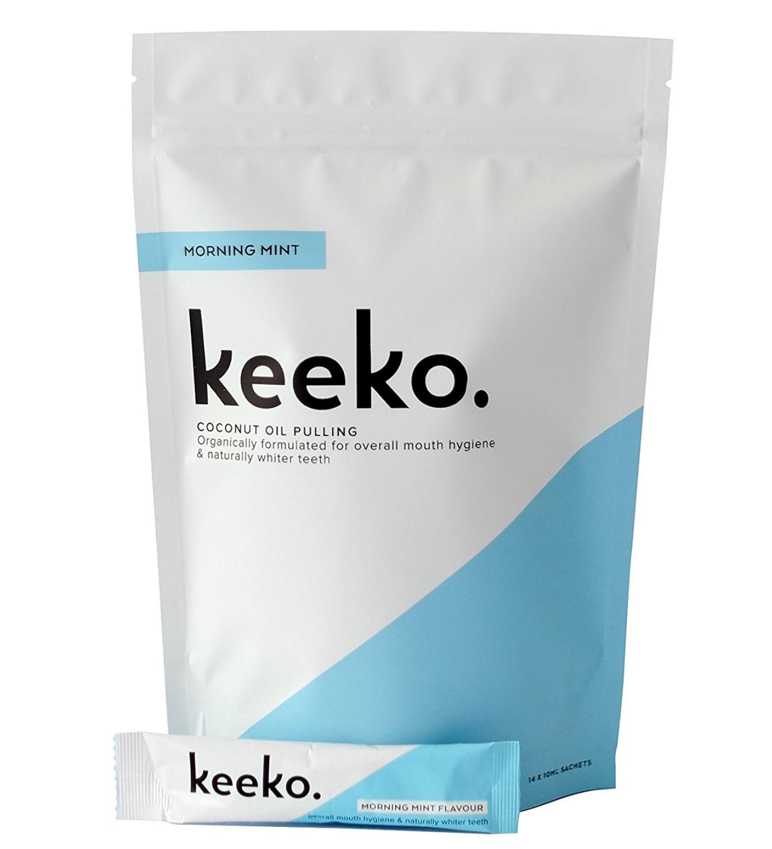 Keeko Natural Organic Oil Pulling Sachets Morning Mint - 14 Packets (2 Week Course) - Buy Online on GoSupps.com