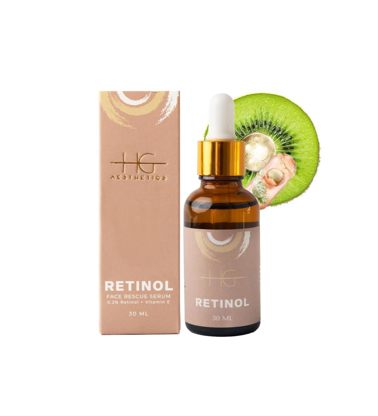  HG AESTHETICS Retinol 0.2% with Vitamin E & Aloe Vera Anti-Aging & Anti-Wrinkle Facial Care Treatment for Dark Spots Acne & Scars Moisturizing & Soothing (30ml) - Buy Online on GoSupps.com
