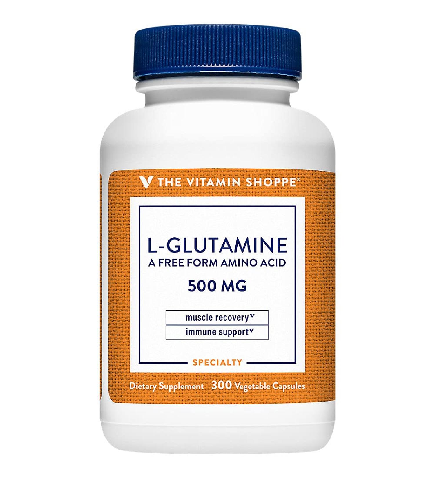 The Vitamin Shoppe L-Glutamine 500MG - Muscle Recovery Gut Health & Immune Support Free Form Amino Acid (300 Capsules) - Buy Online on GoSupps.com